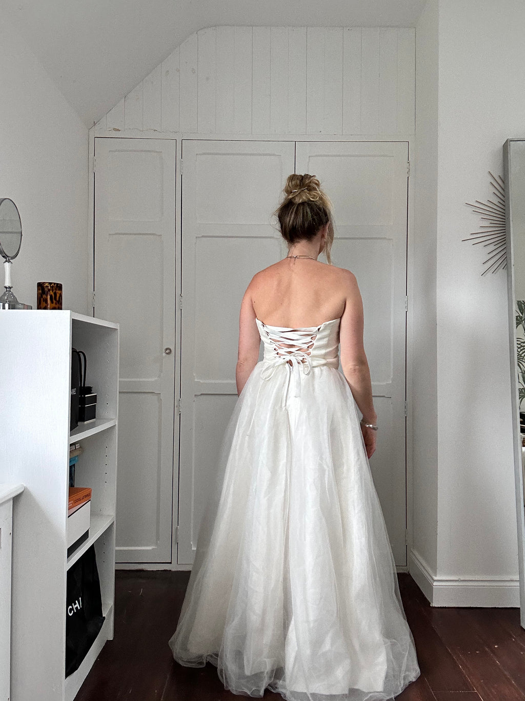 1980's Floral Strapless Wedding Dress Size 10