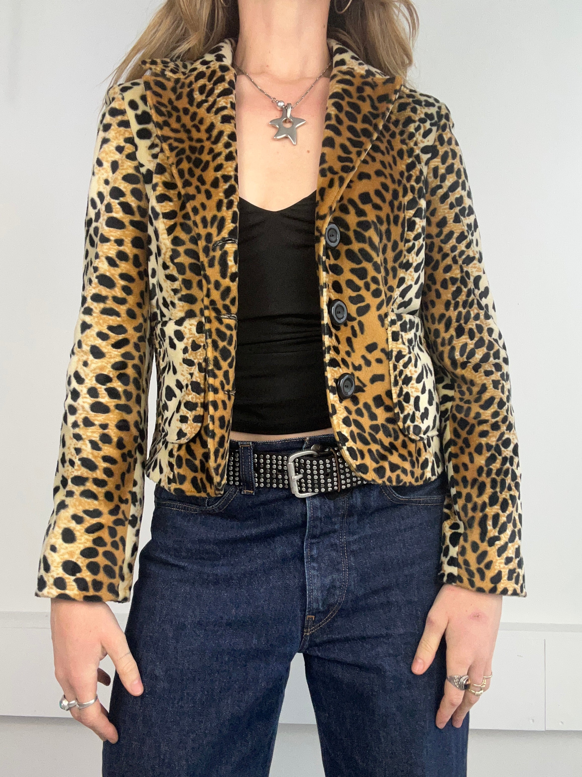 Velour Cheetah Print Jacket Size 8
