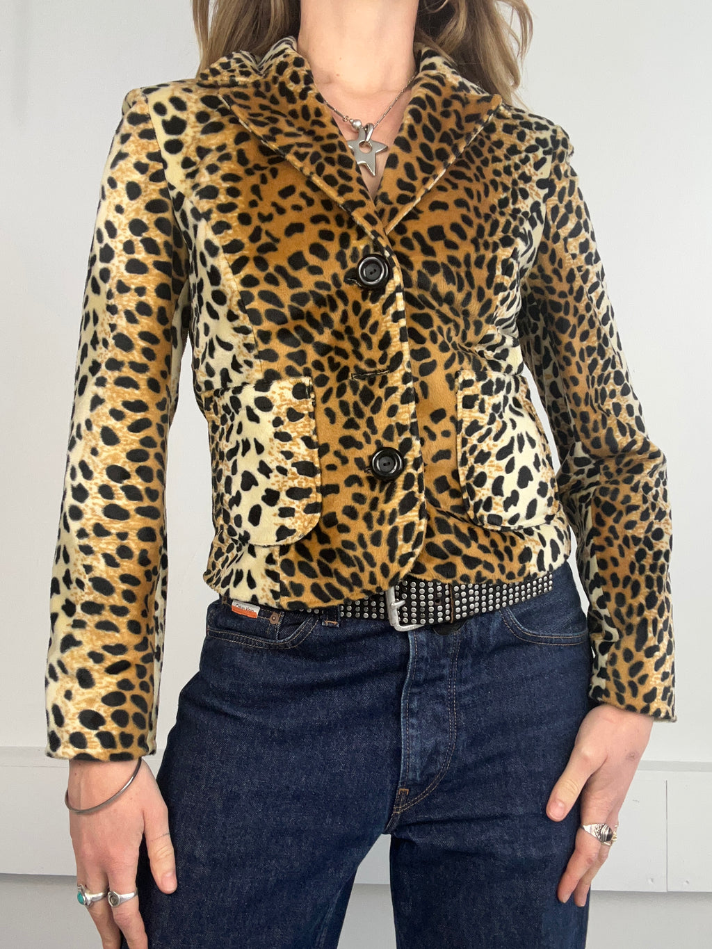 Velour Cheetah Print Jacket Size 8