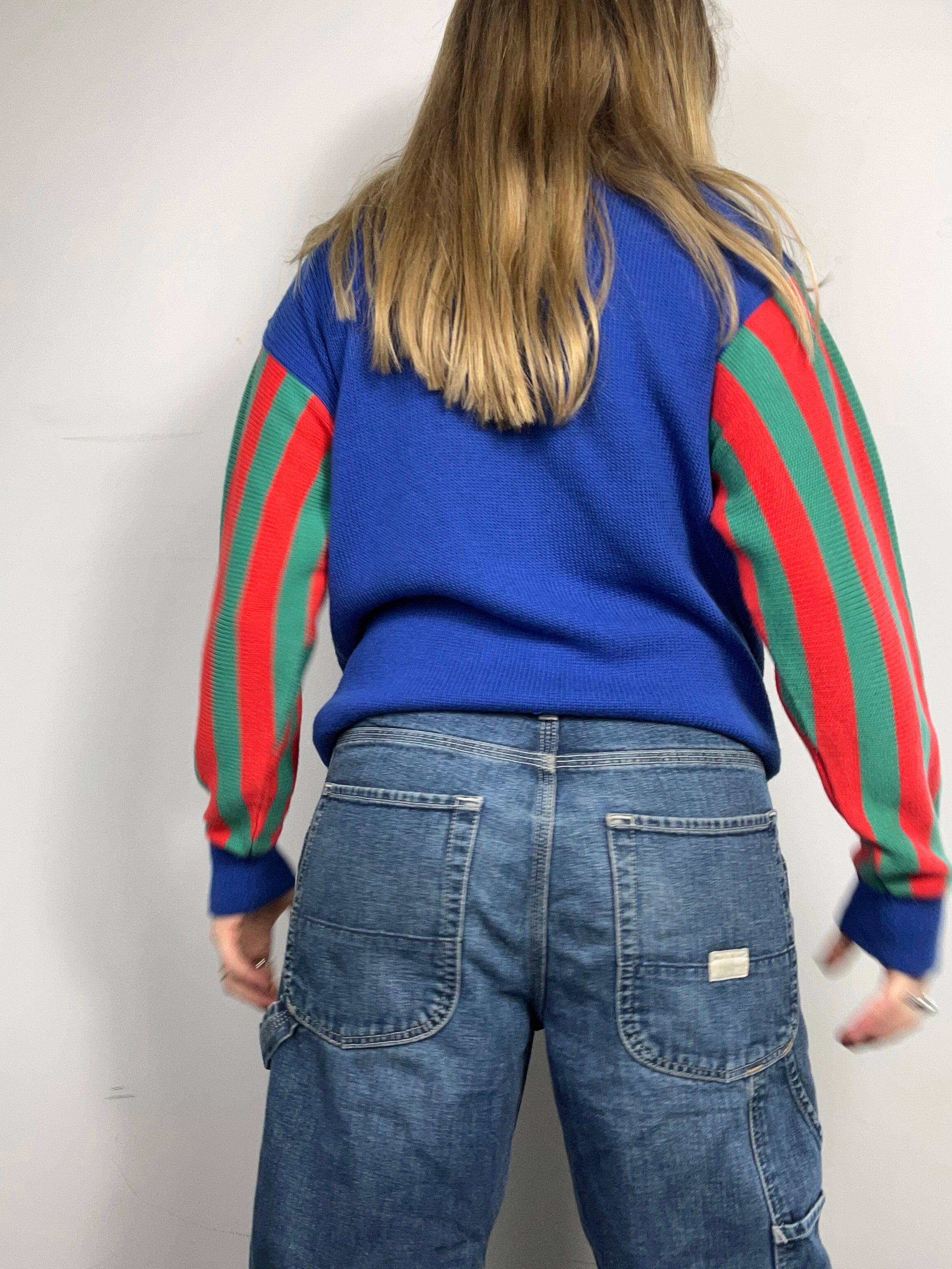 Knit 90's Contrast Sleeve Sweater Size 10