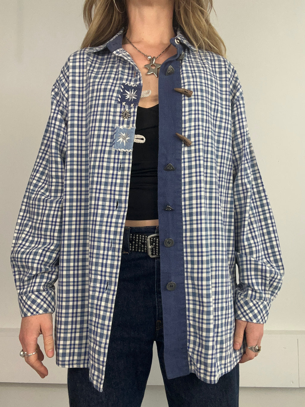 Gingham Blue Shirt Size Xl