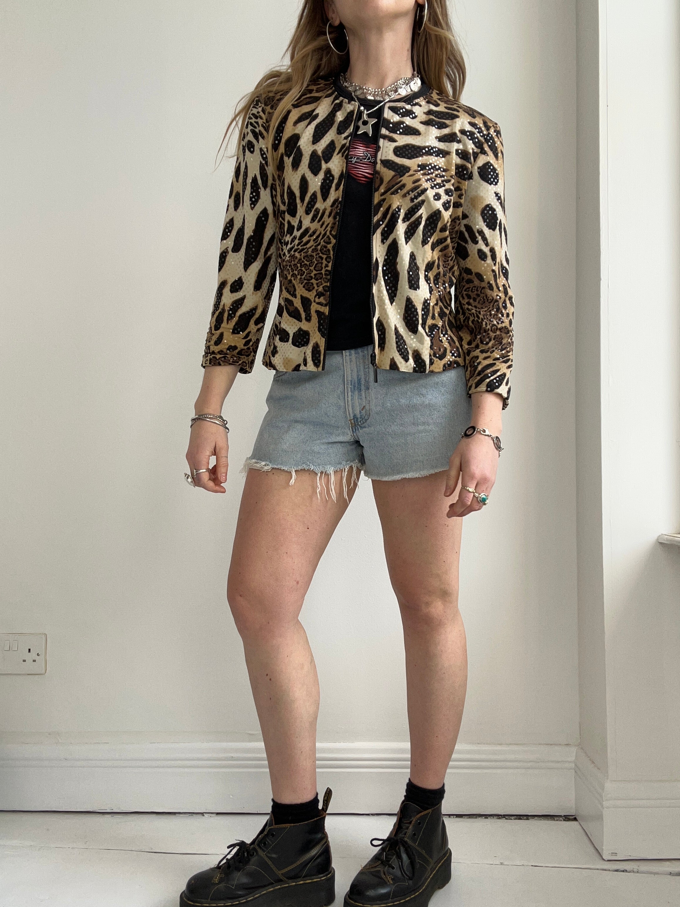 Cheetah print 80's Sparkley jacket Size 10