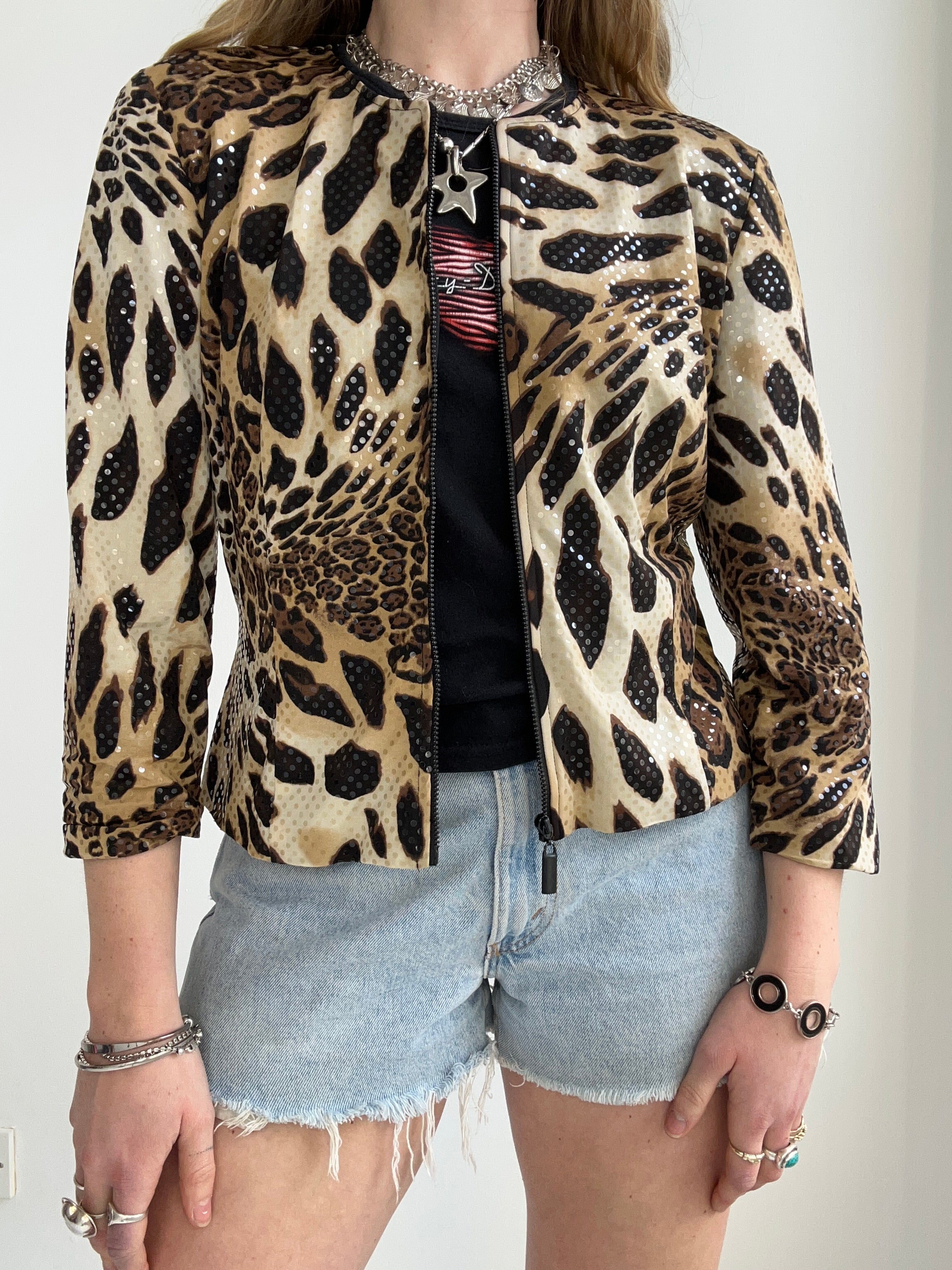 Cheetah print 80's Sparkley jacket Size 10
