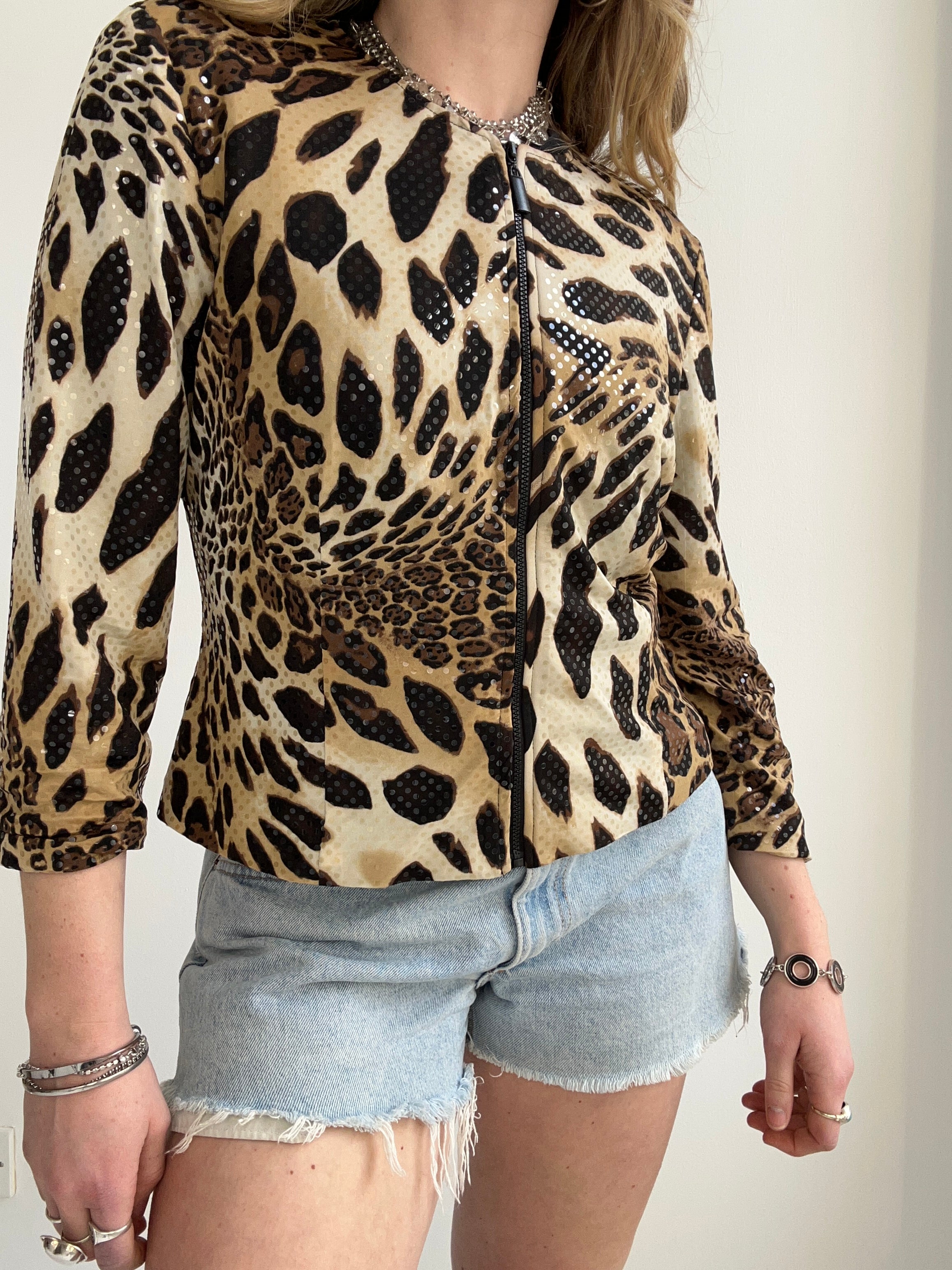 Cheetah print 80's Sparkley jacket Size 10