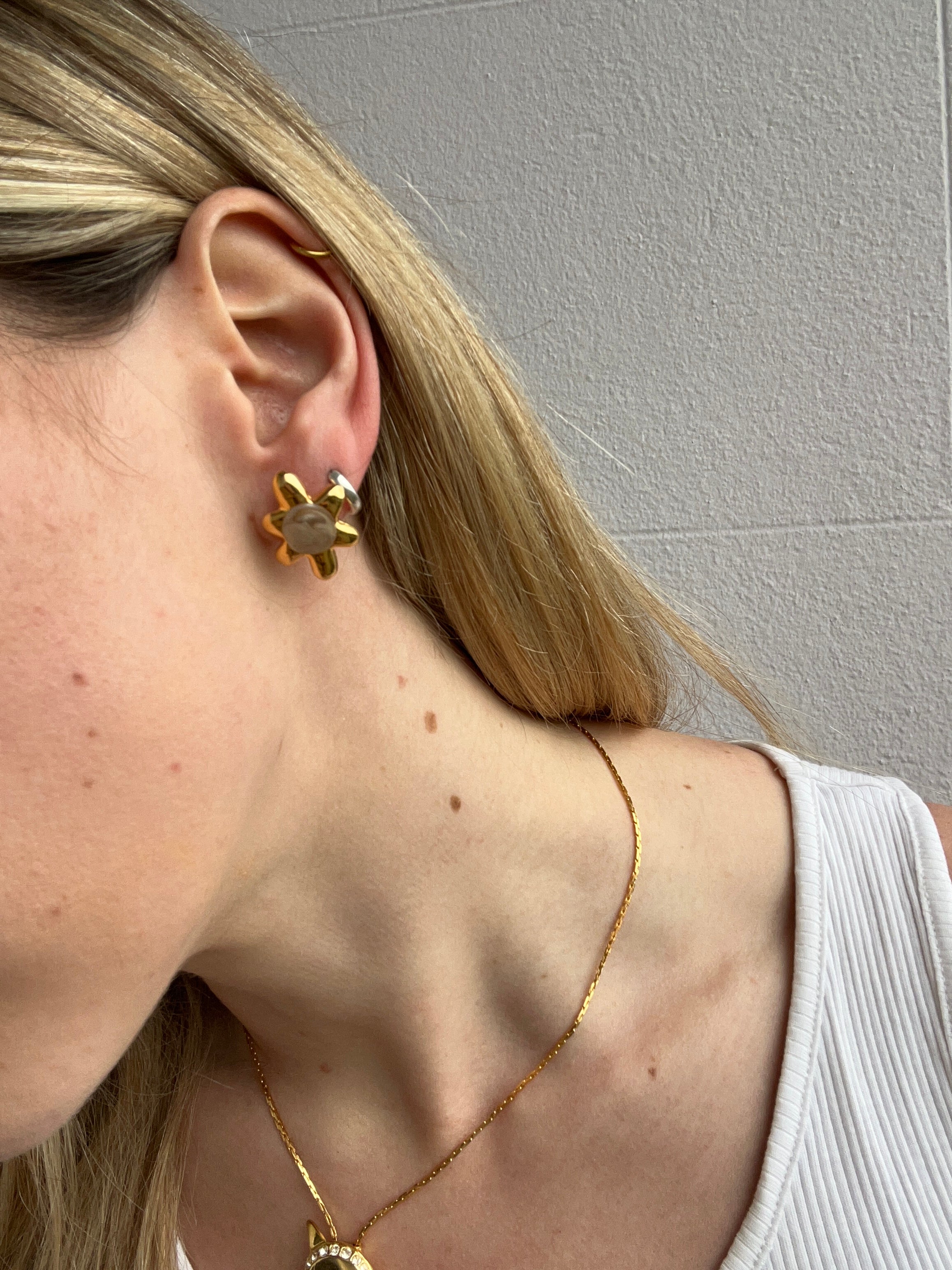 Gold Plated Swirl Flower Studs