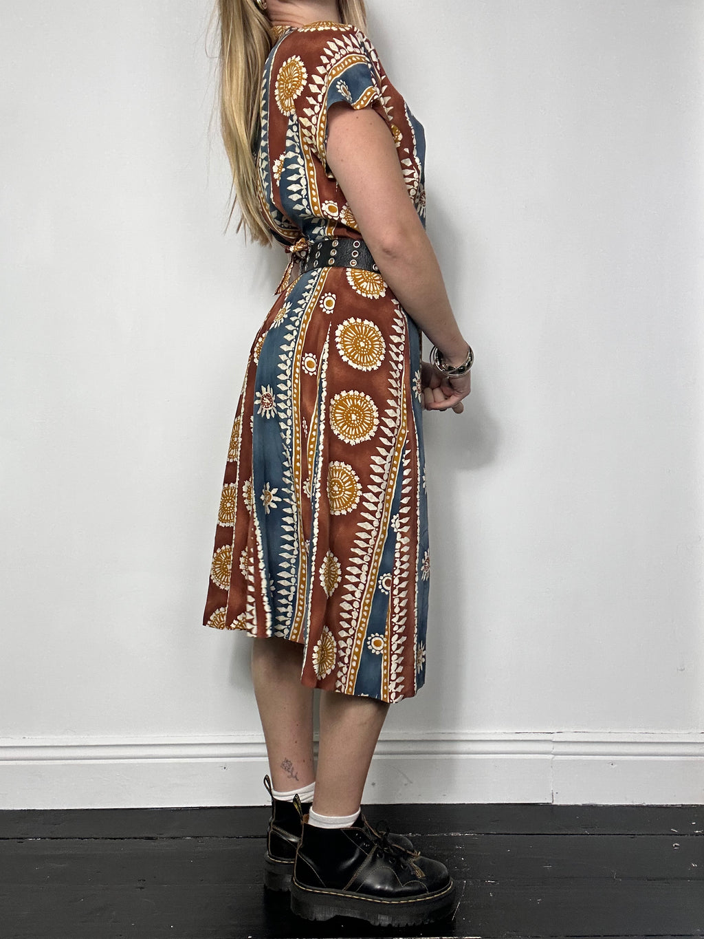 Daisy Print 90's Striped Dress Size 12