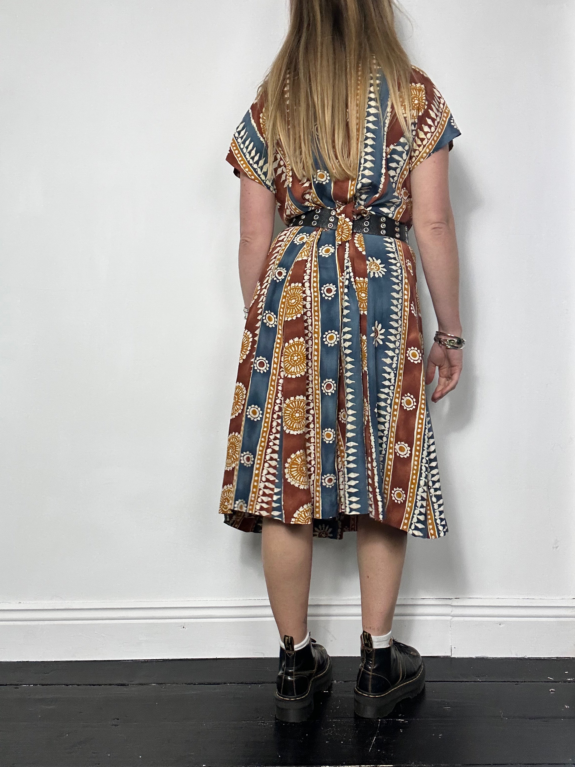 Daisy Print 90's Striped Dress Size 12