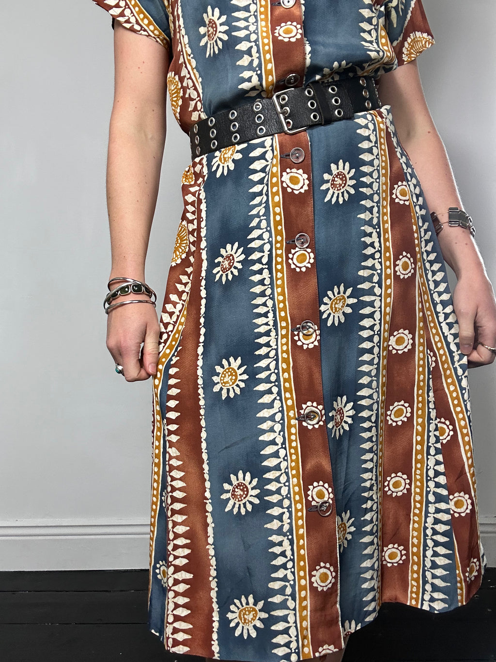 Daisy Print 90's Striped Dress Size 12