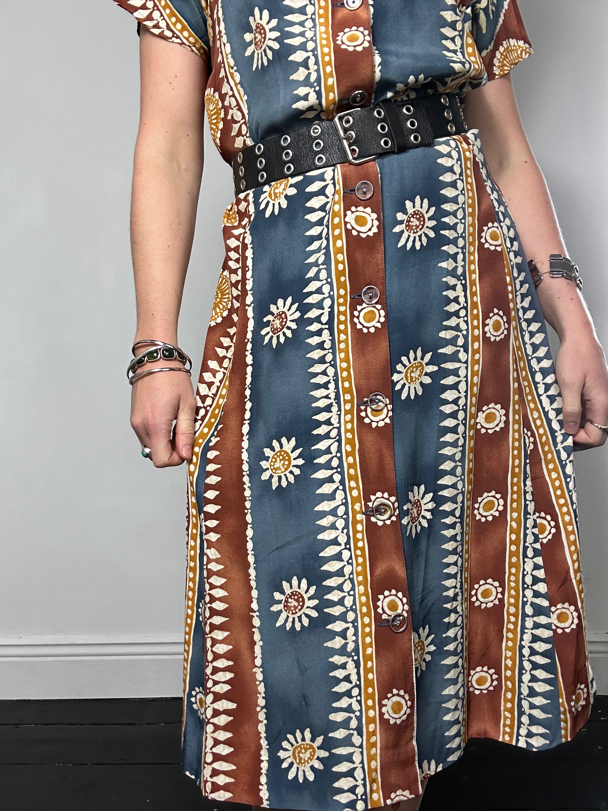 Daisy Print 90's Striped Dress Size 12