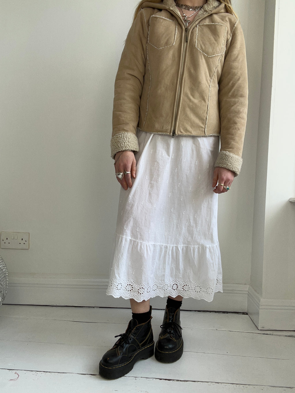 Shearling Hooded Jacket Size 10