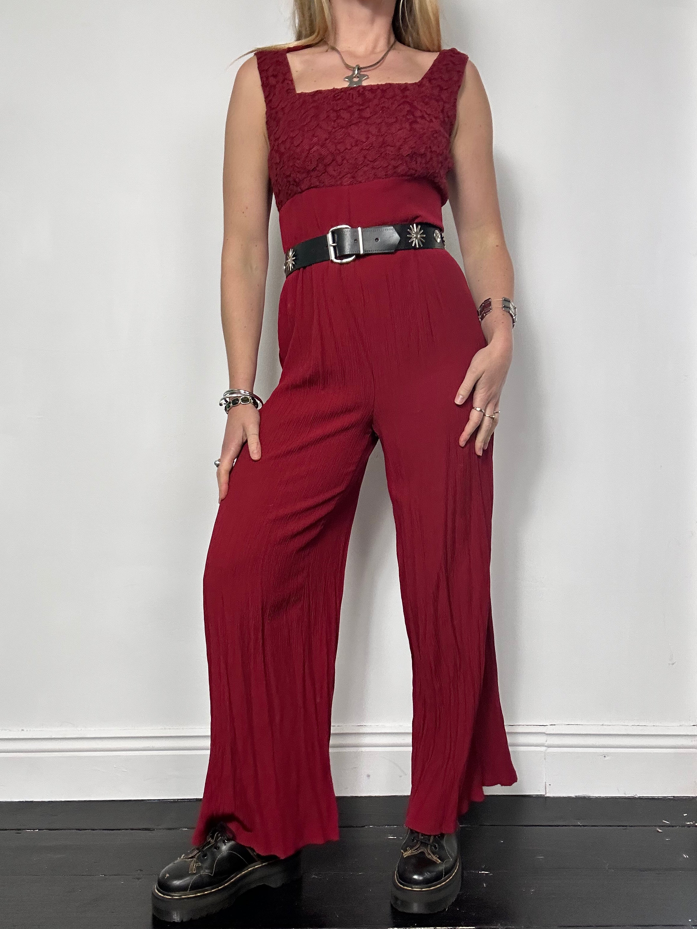 Red 90's Palazzo Jumpsuit Size 10