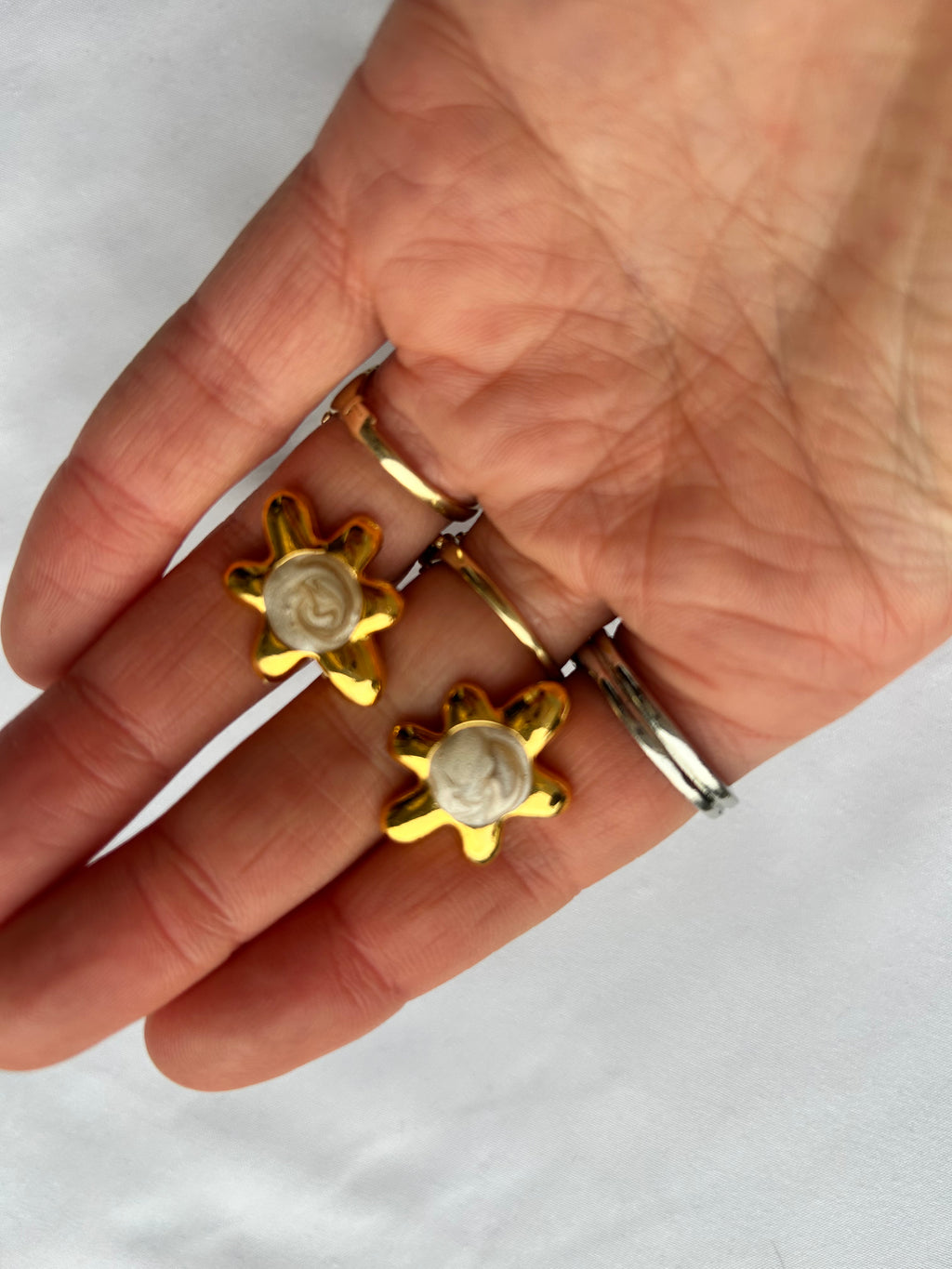 Gold Plated Swirl Flower Studs