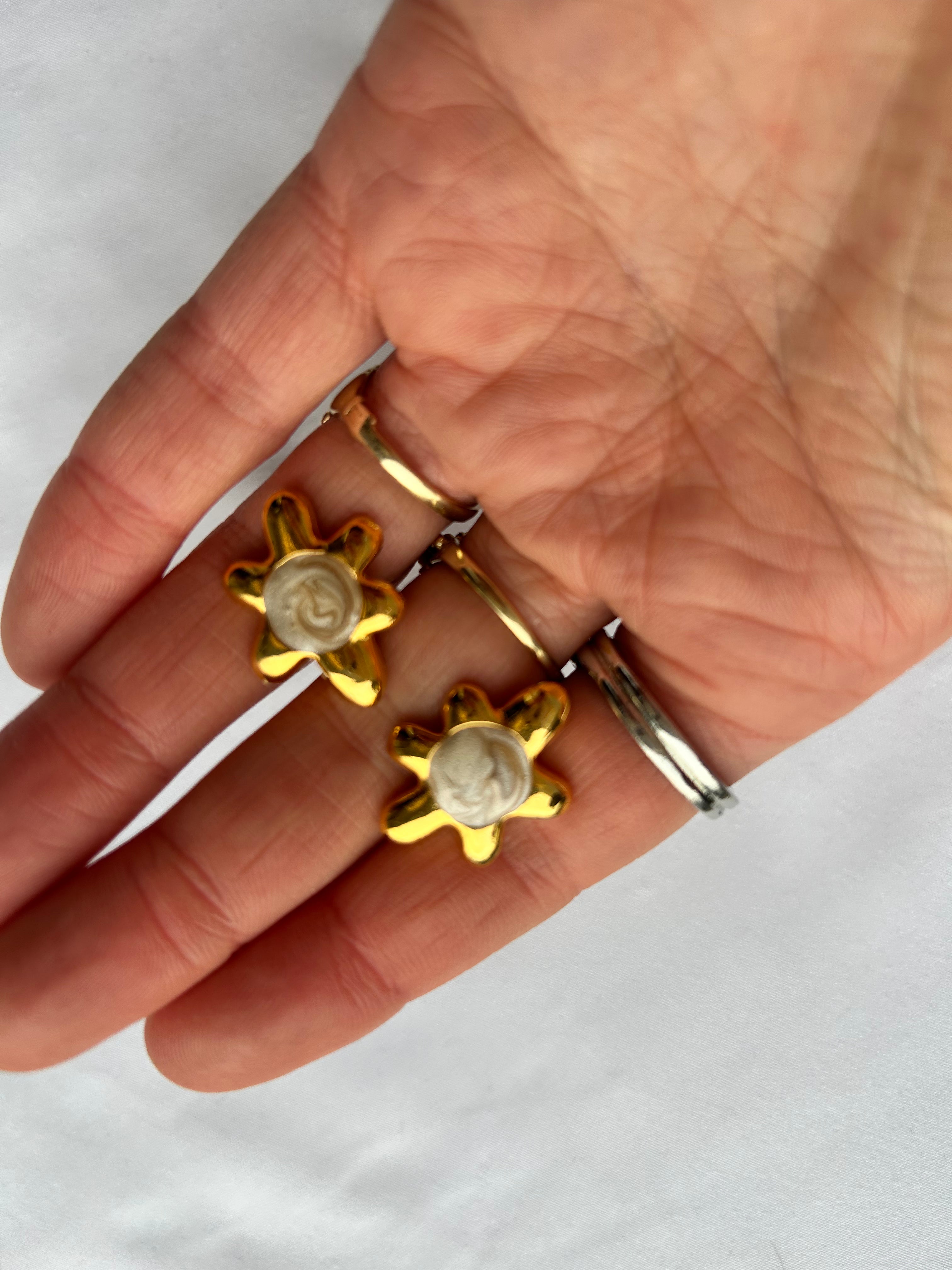 Gold Plated Swirl Flower Studs