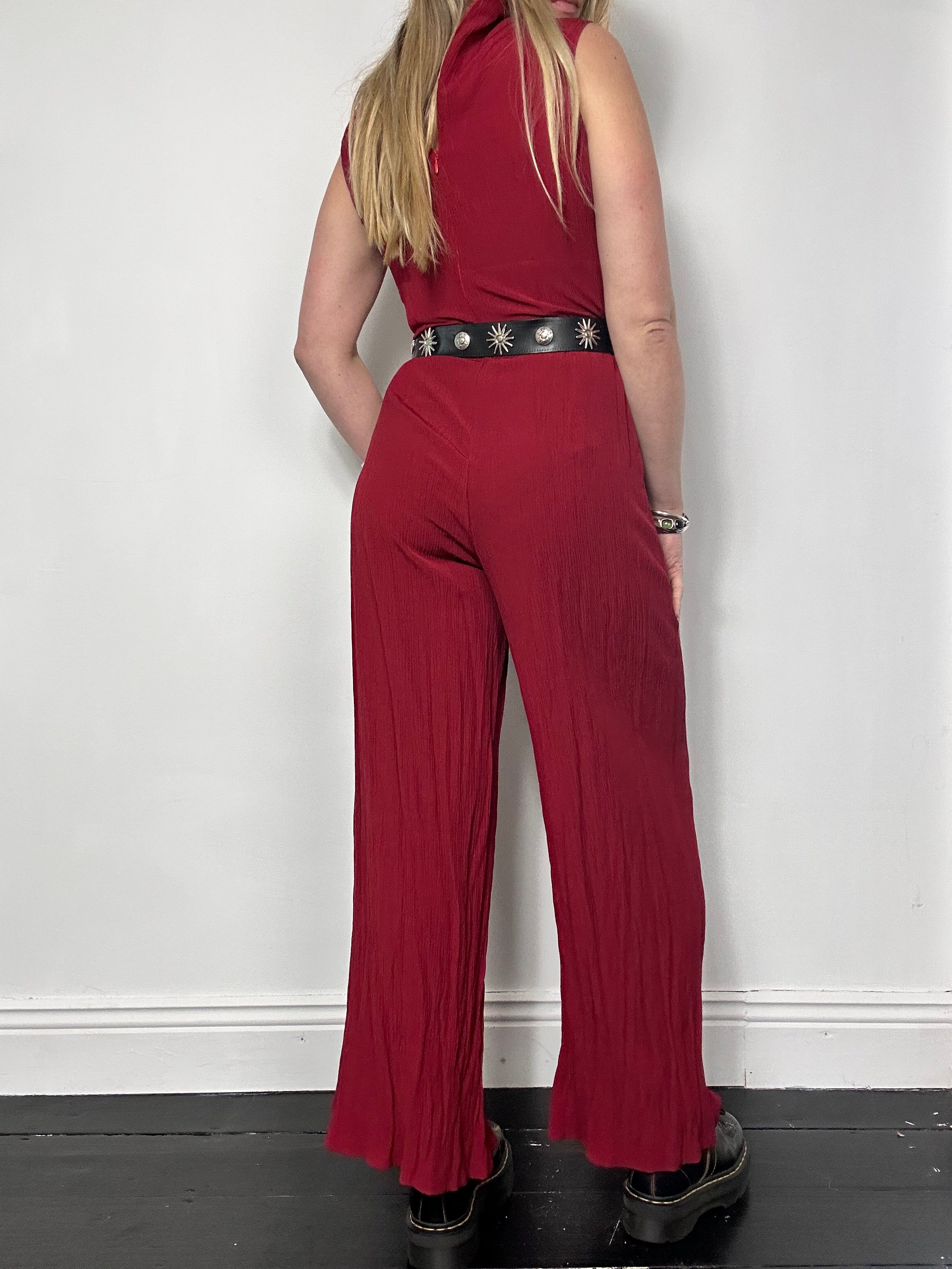 Red 90's Palazzo Jumpsuit Size 10