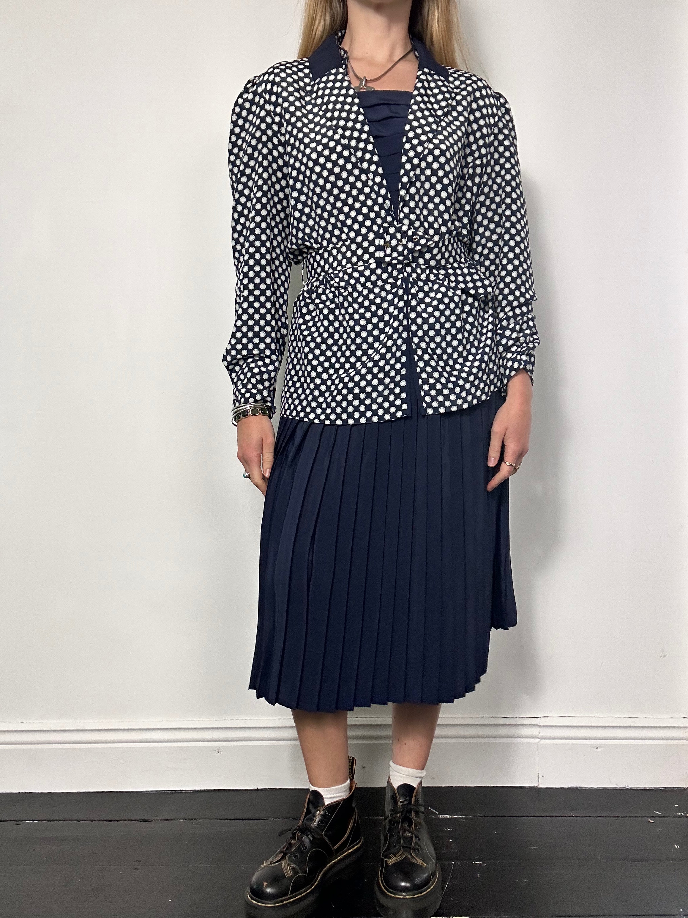 Navy 80's Polkadot Blazer Dress Size 12