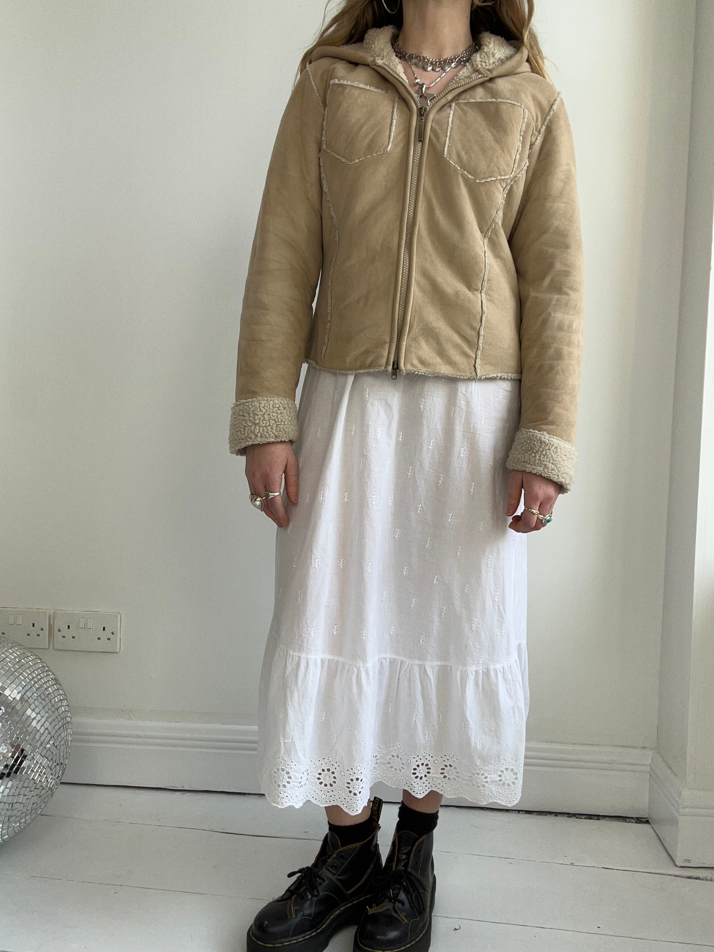 Shearling Hooded Jacket Size 10