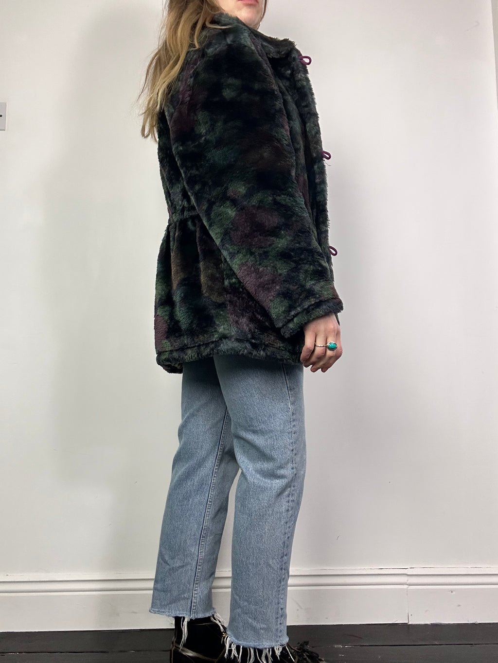 Teal And Purple Faux Fur Jacket Size 10/12