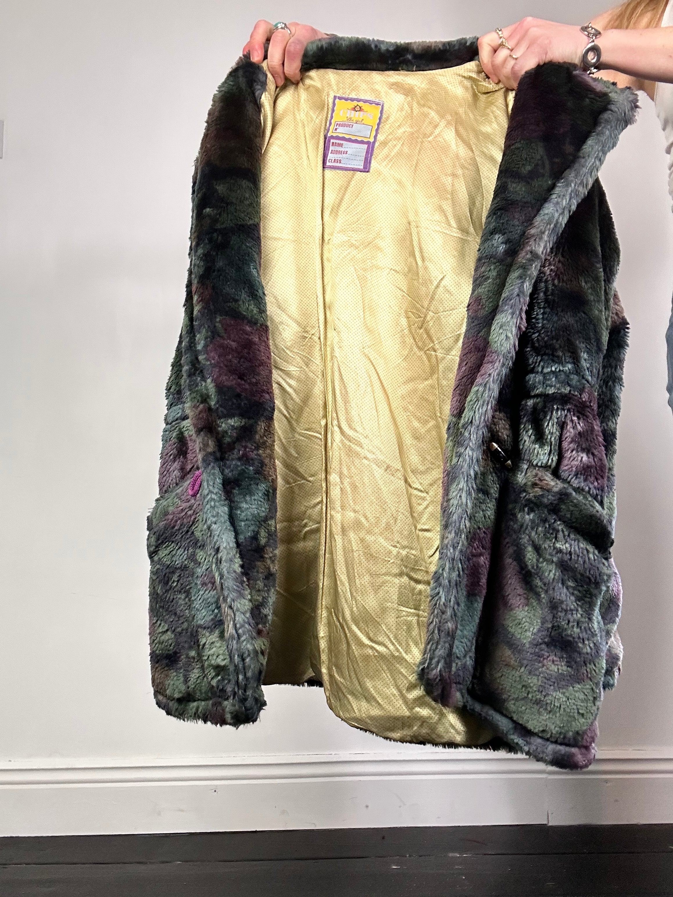 Teal And Purple Faux Fur Jacket Size 10/12