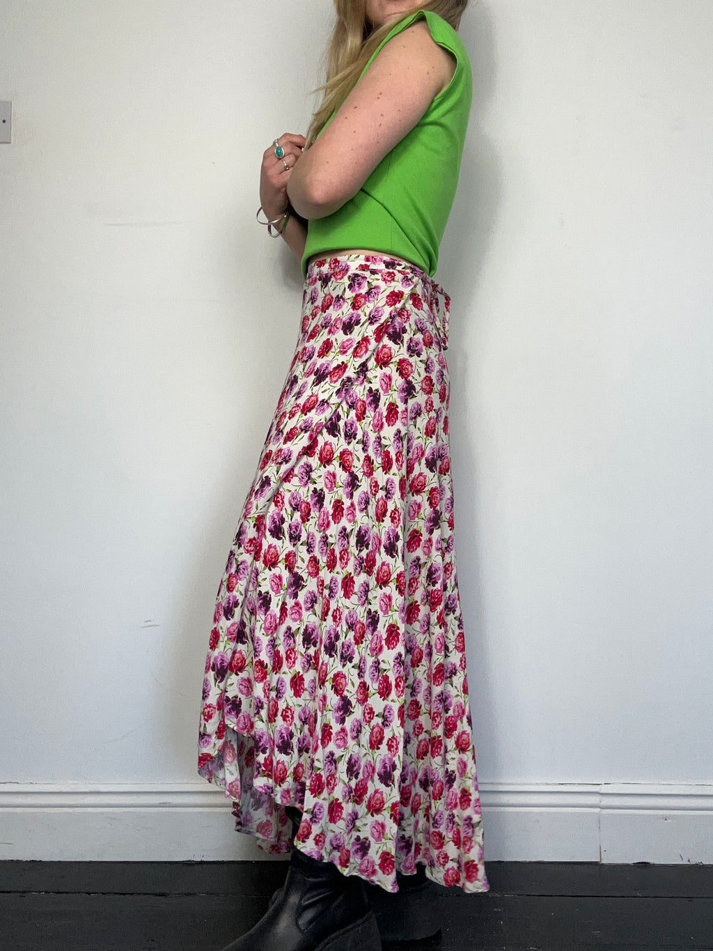 Pink Floral Wrap Skirt size 10