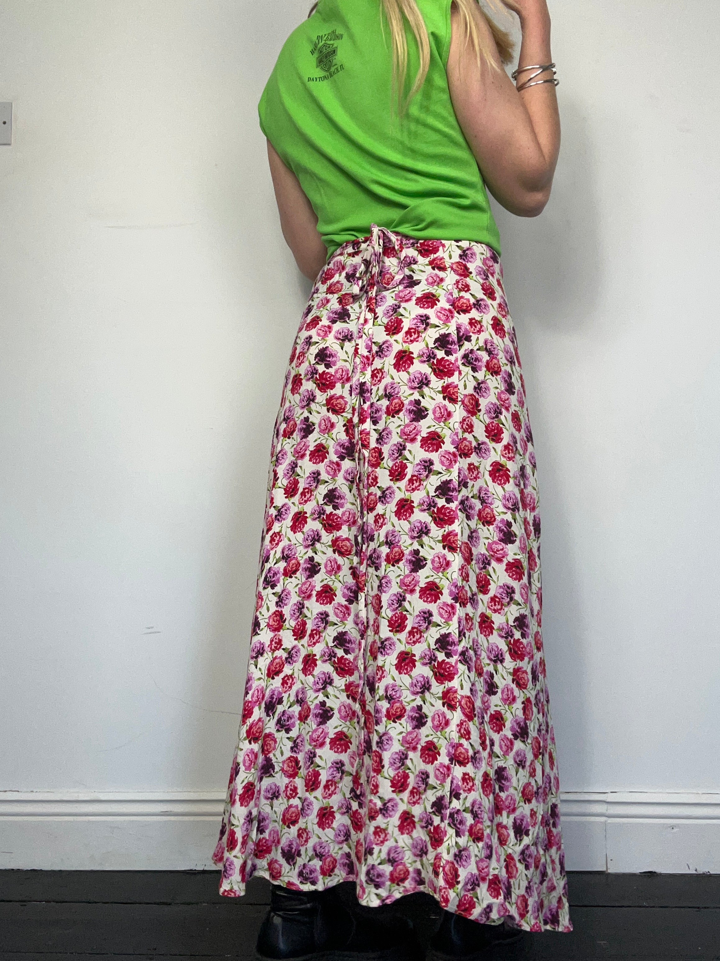 Pink Floral Wrap Skirt size 10