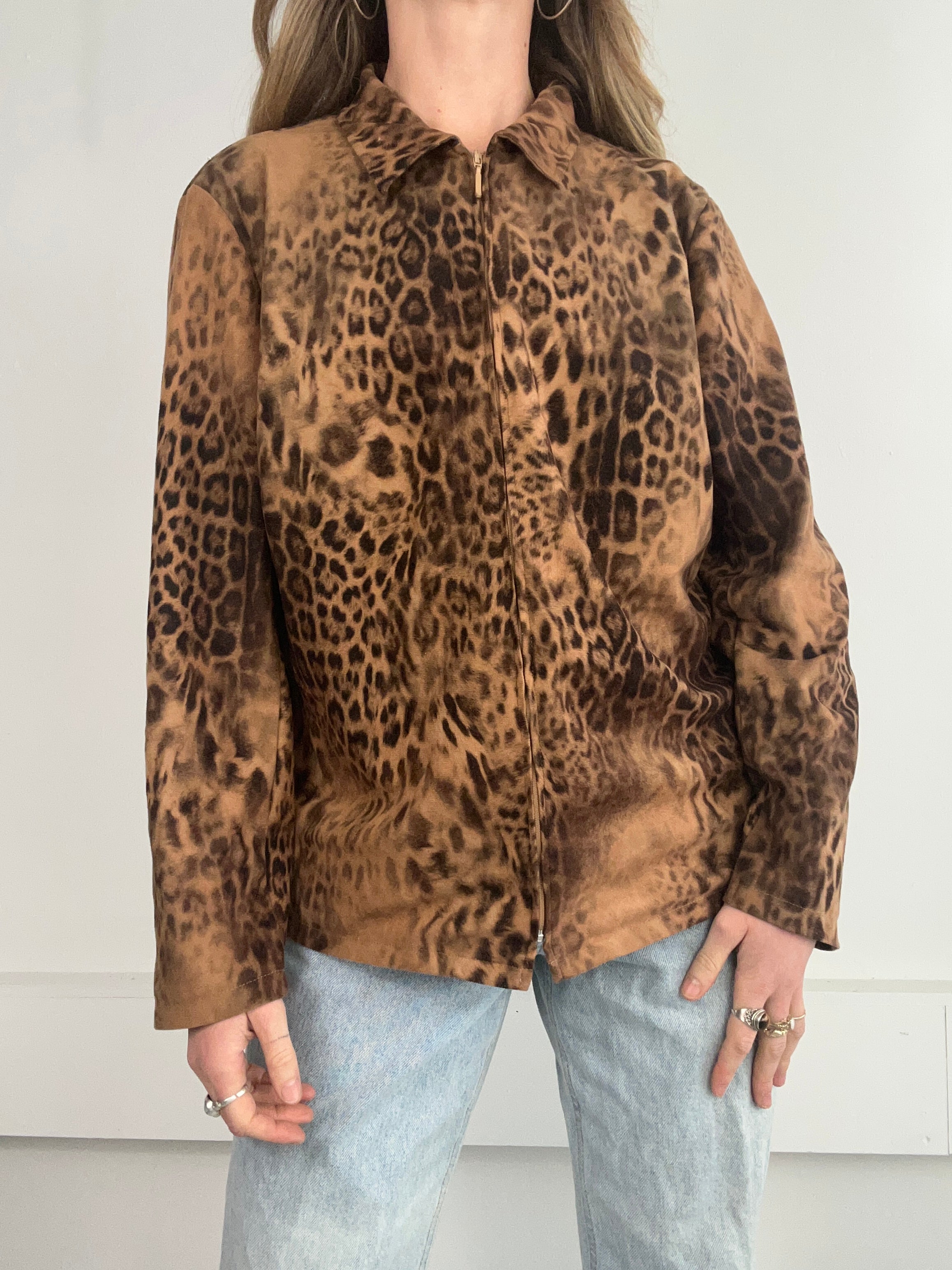 Cheetah Print Zip Light Jacket Size 12