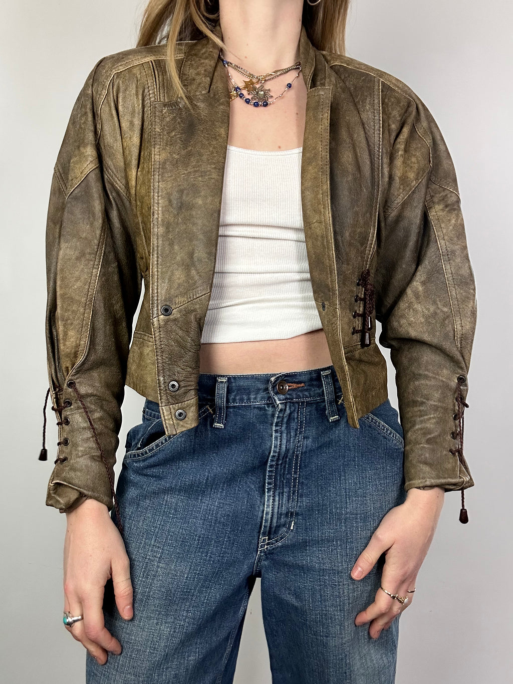 Cropped Leather Jacket Size 8