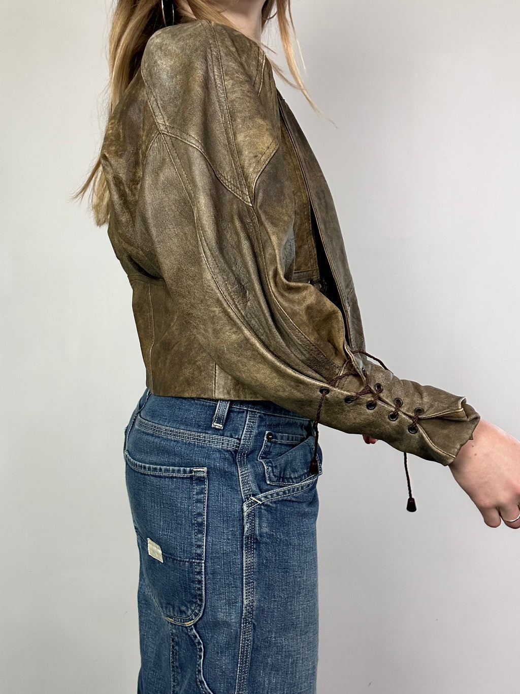 Cropped Leather Jacket Size 8