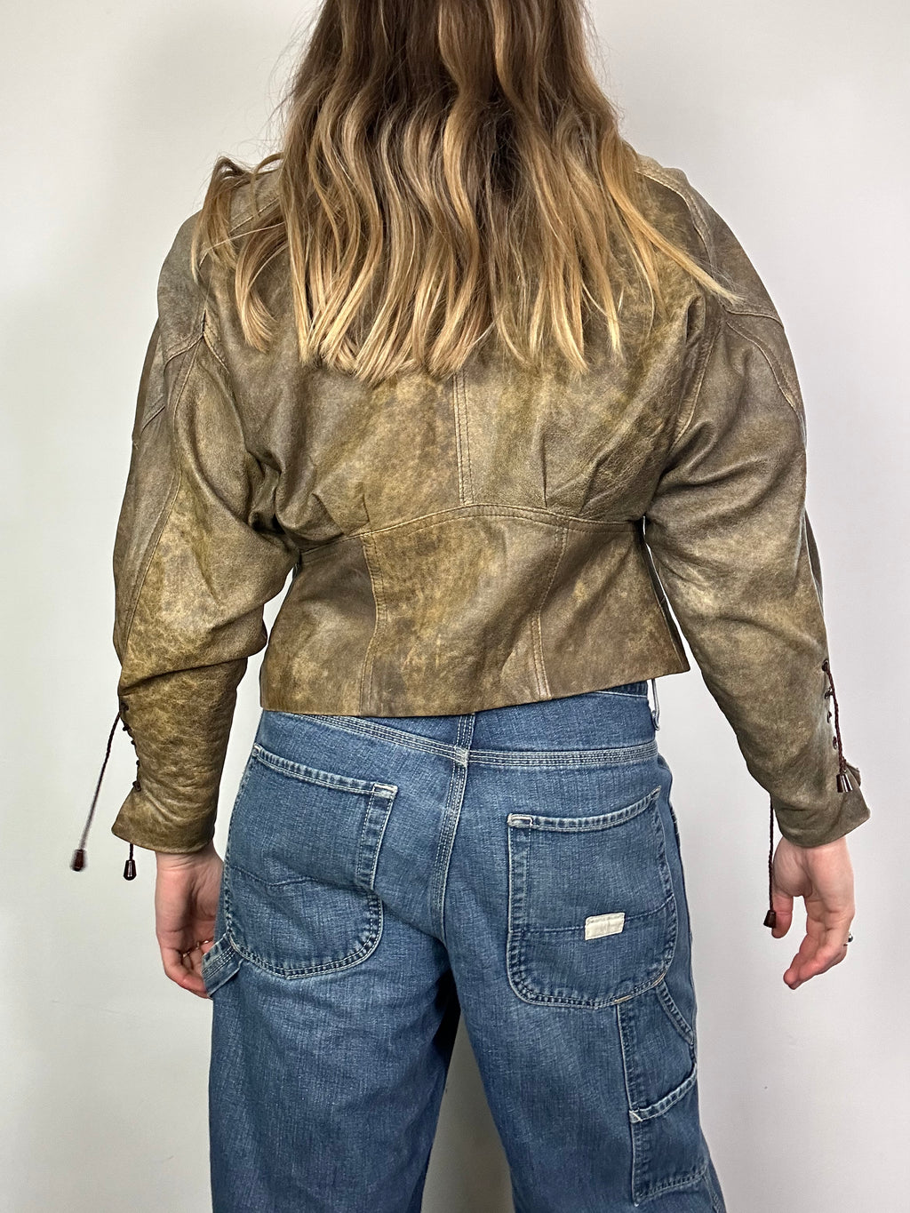 Cropped Leather Jacket Size 8