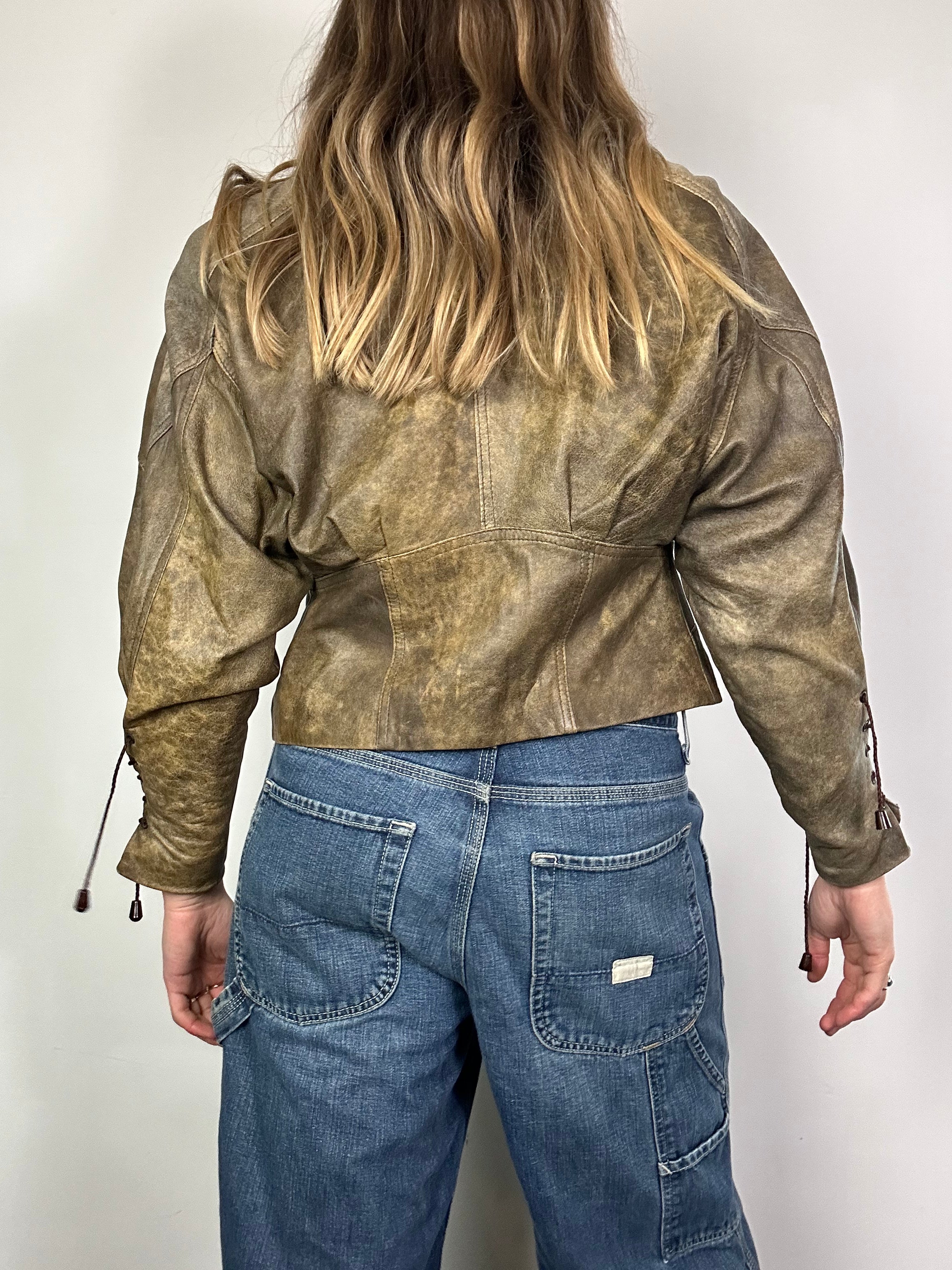Cropped Leather Jacket Size 8