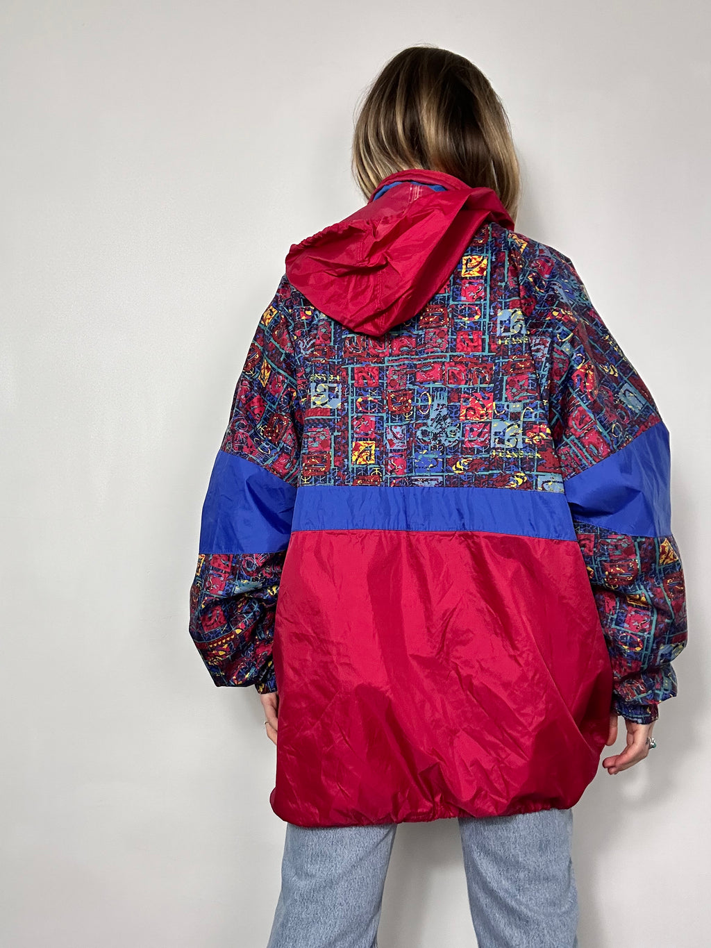 Red printed Raincoat 80's Size XL