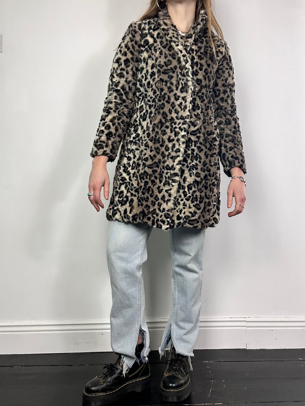 Cheeta Print Faux Fur Coat Size 10