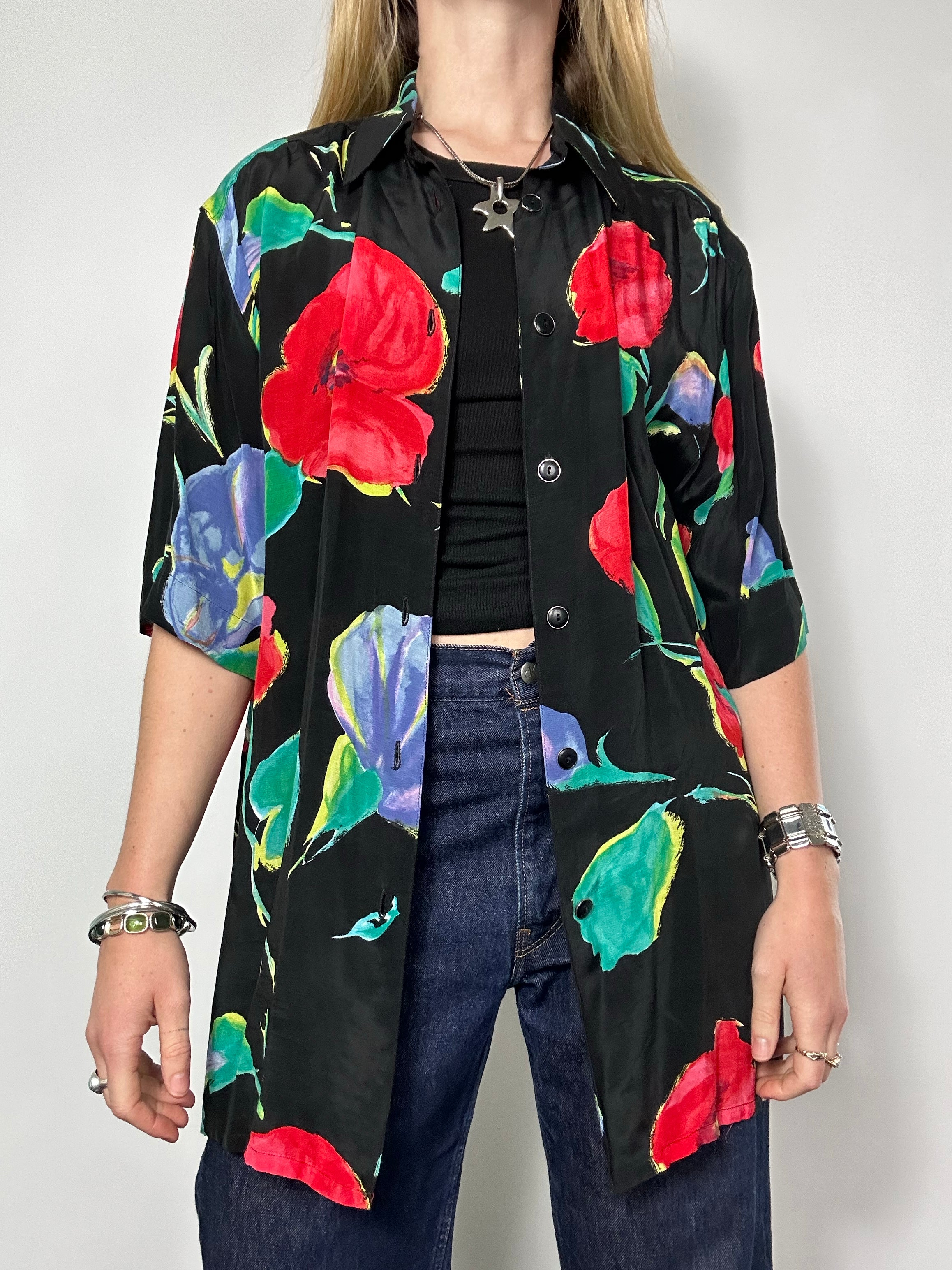 Floral 80's Shirt Size 14