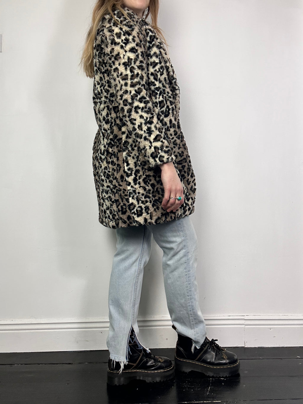 Cheeta Print Faux Fur Coat Size 10