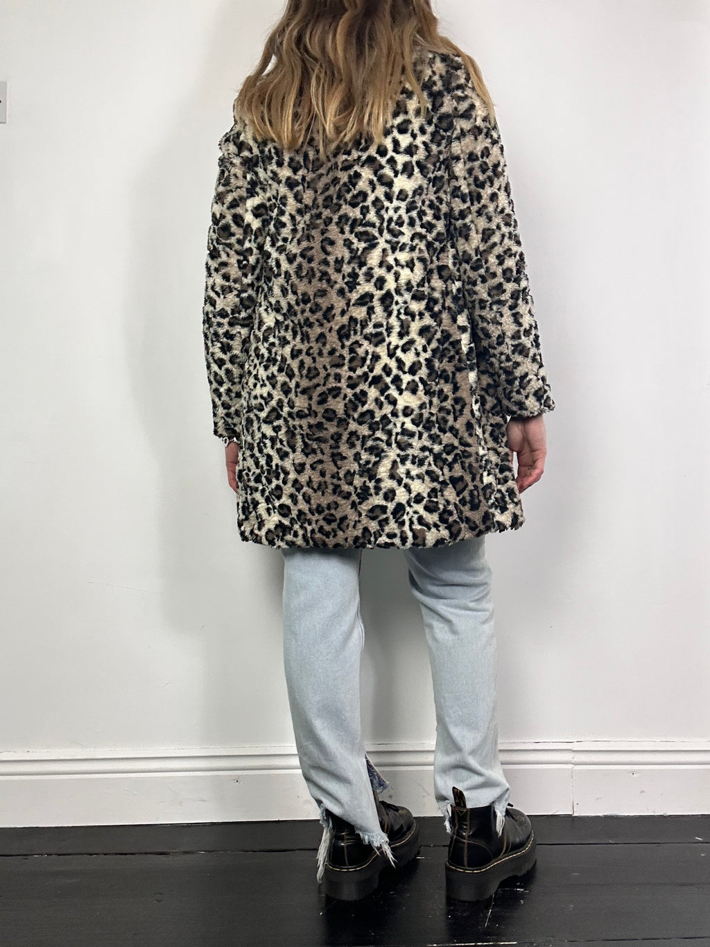 Cheeta Print Faux Fur Coat Size 10
