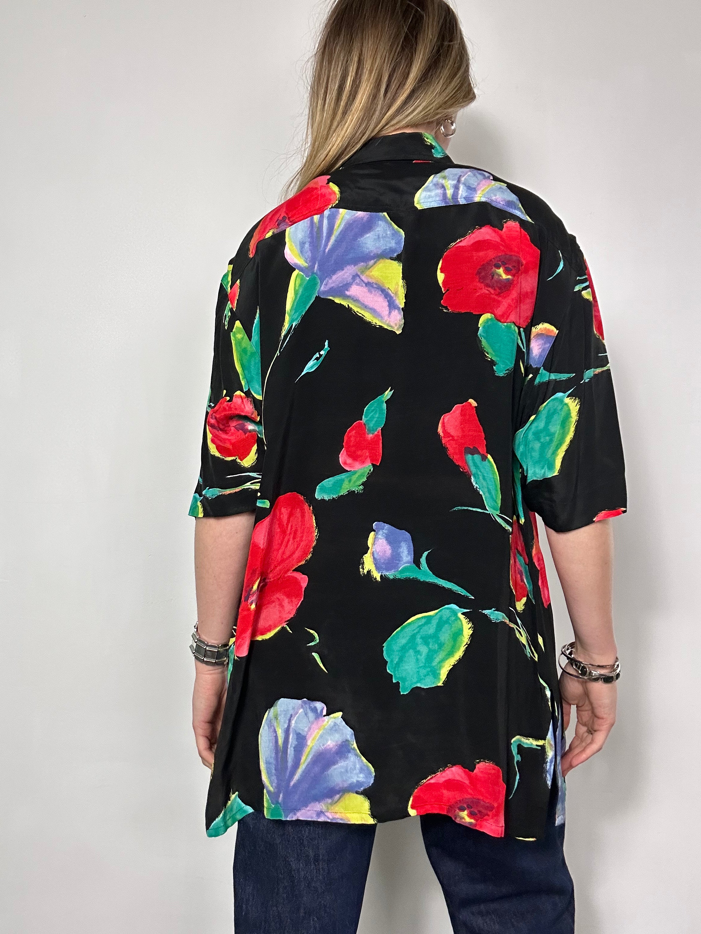 Floral 80's Shirt Size 14