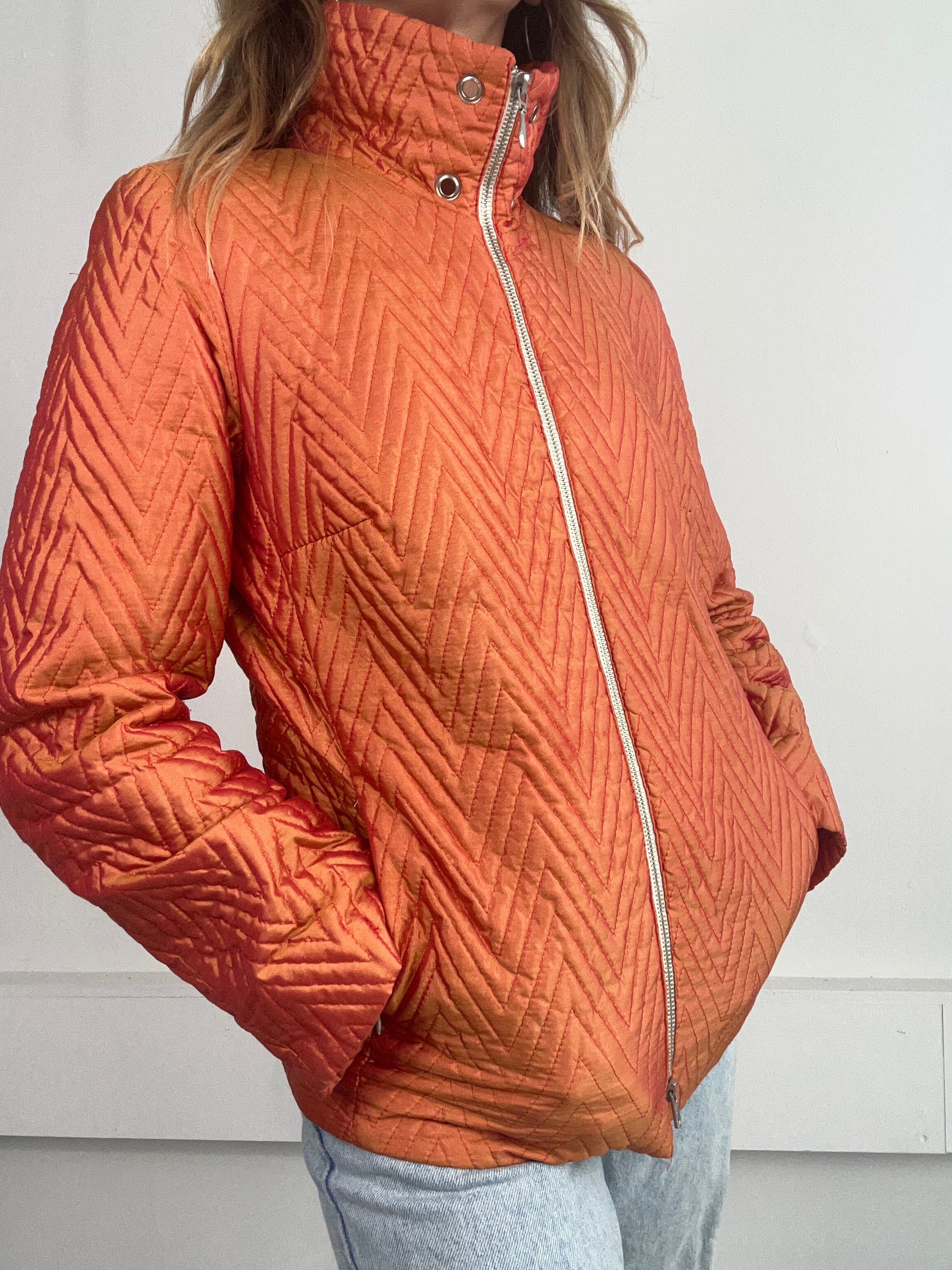 Orange eyelet Zip Jacket Size 10