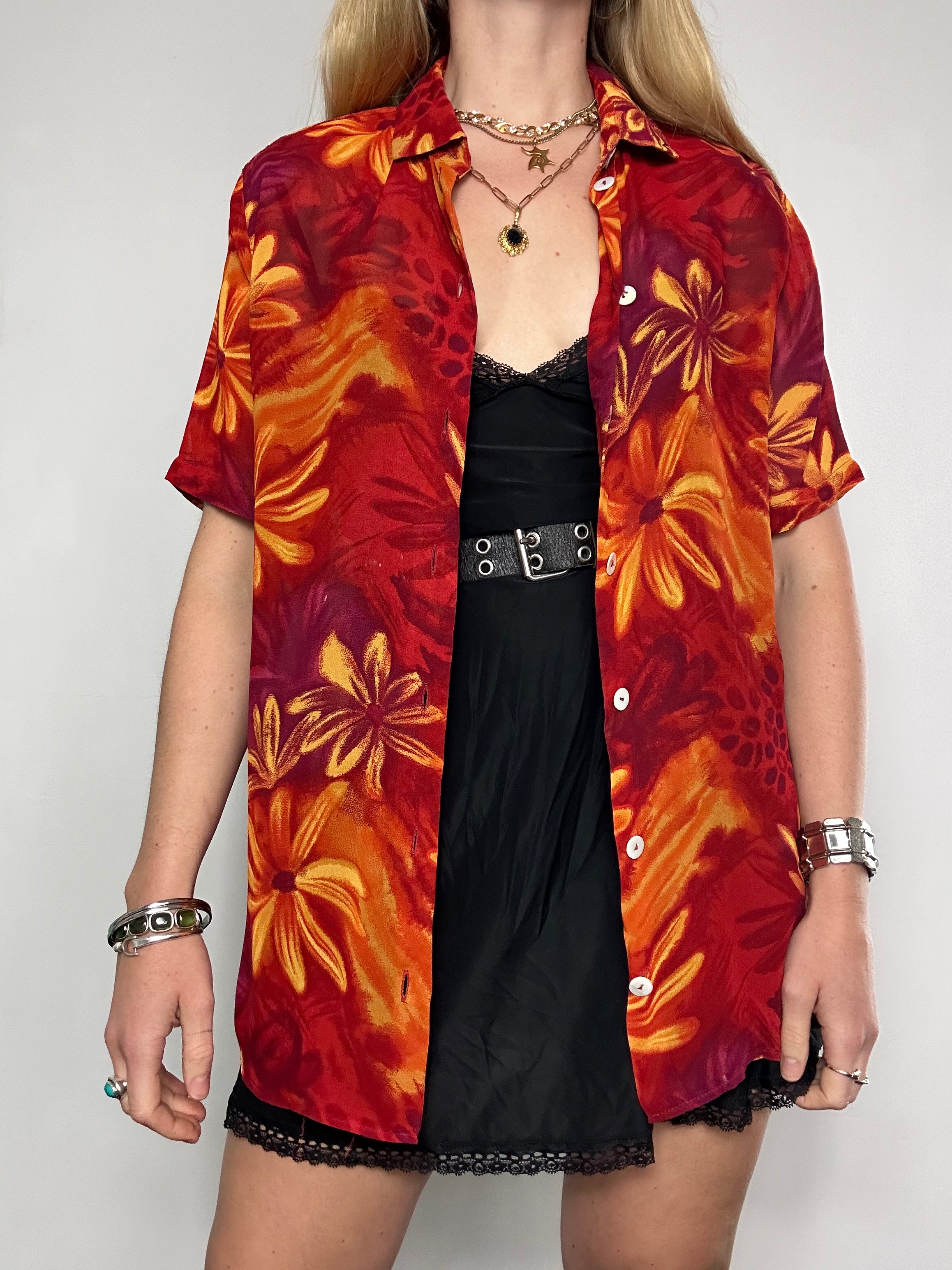 Chiffon Daisy print Shirt Size 12