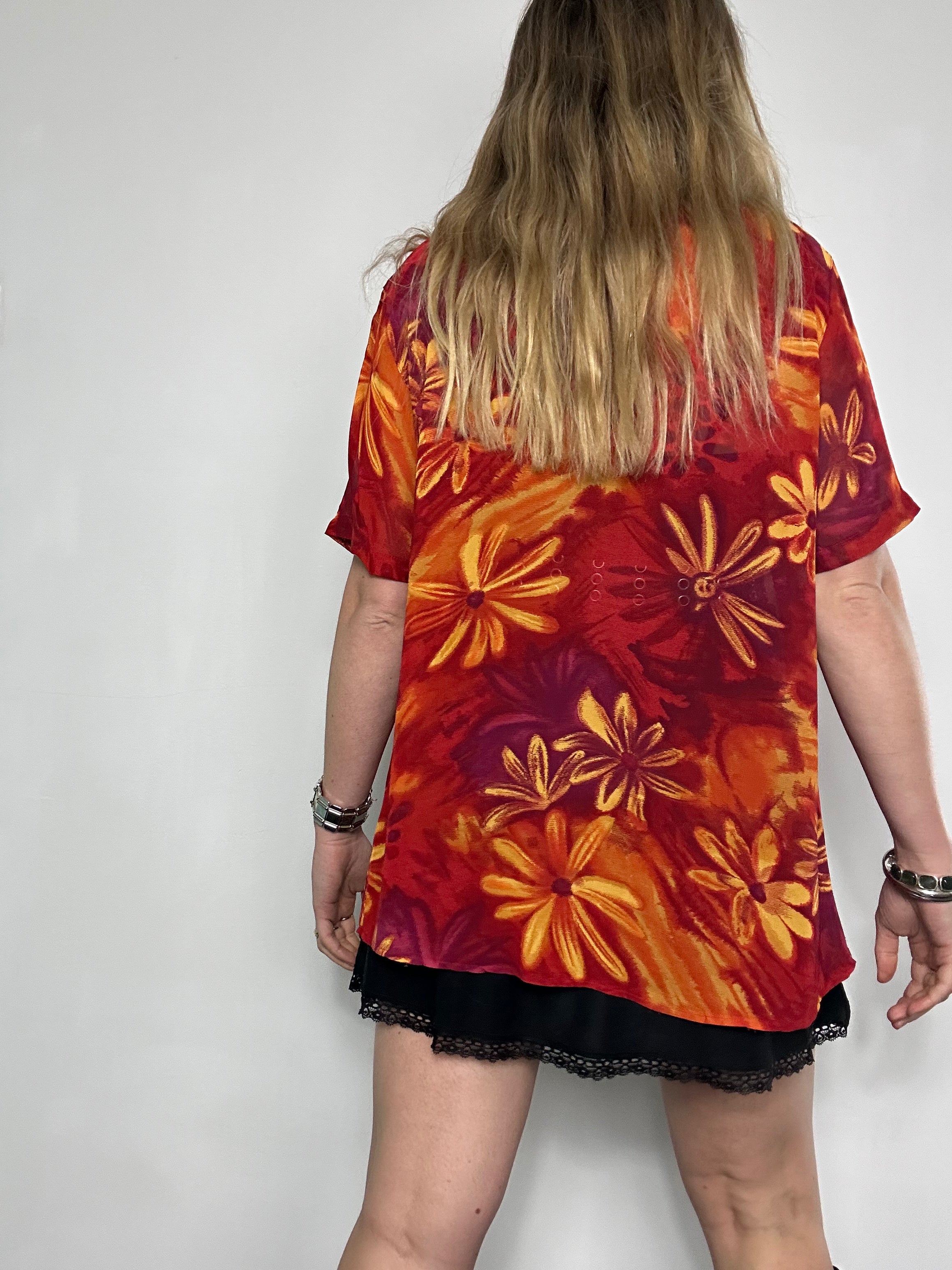 Chiffon Daisy print Shirt Size 12