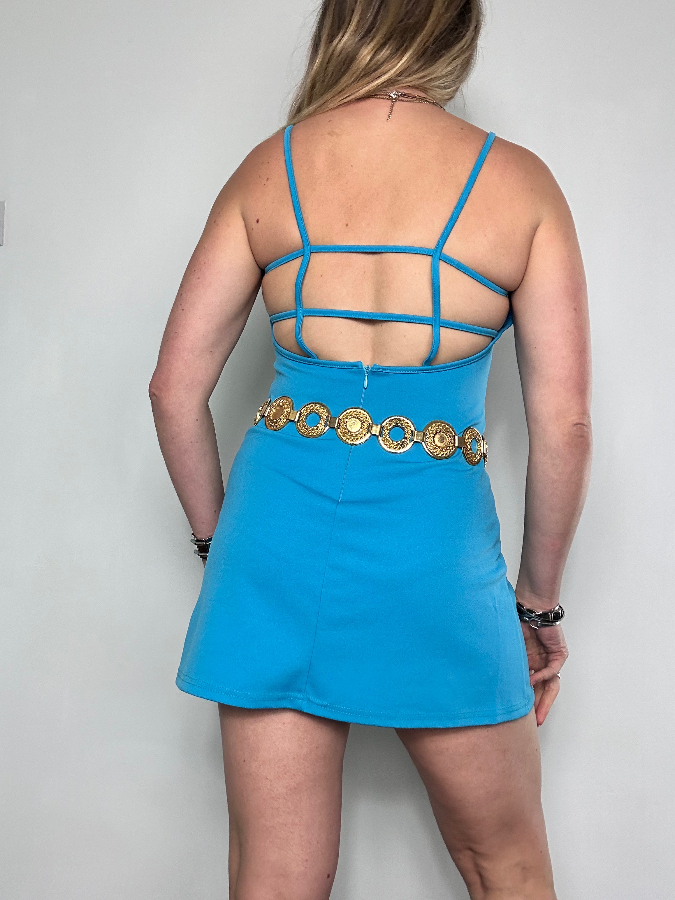 Blue 90's Backless mini Dress Size 8