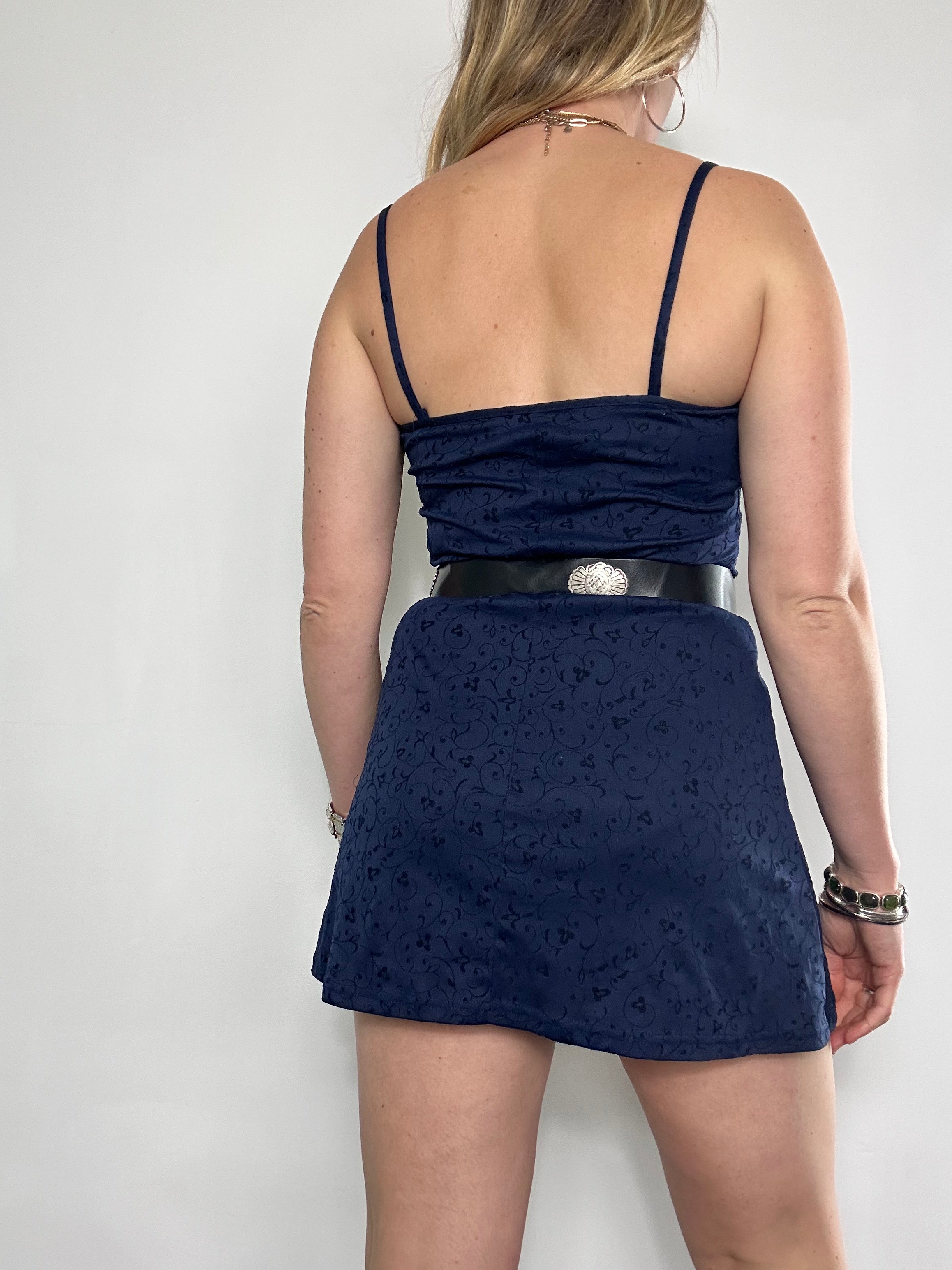 Navy 90's Embossed Mini Dress Size 8