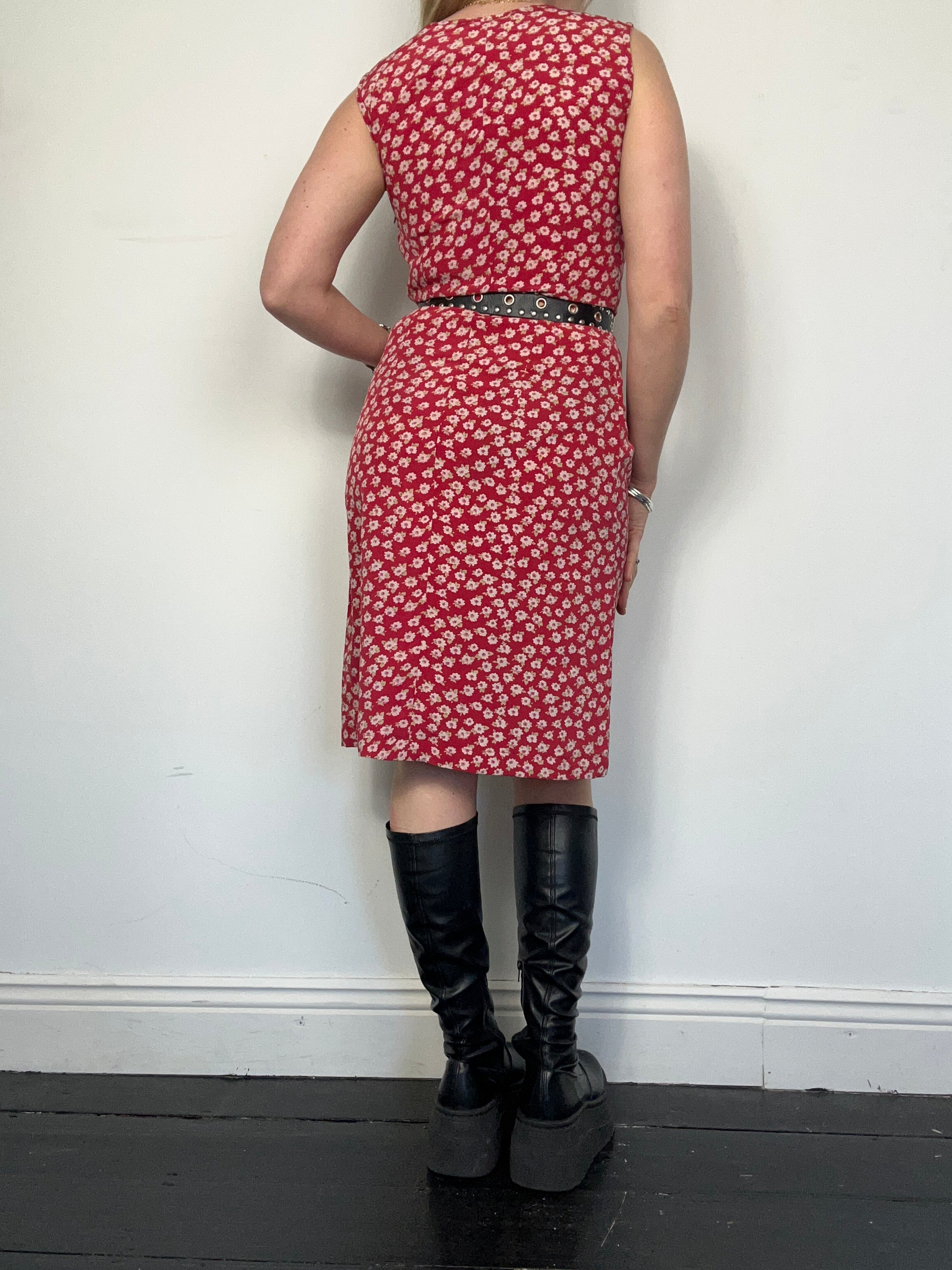 Red 90's Tea Dress size 8