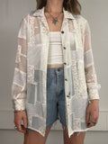 White Patchwork Shirt Size 14