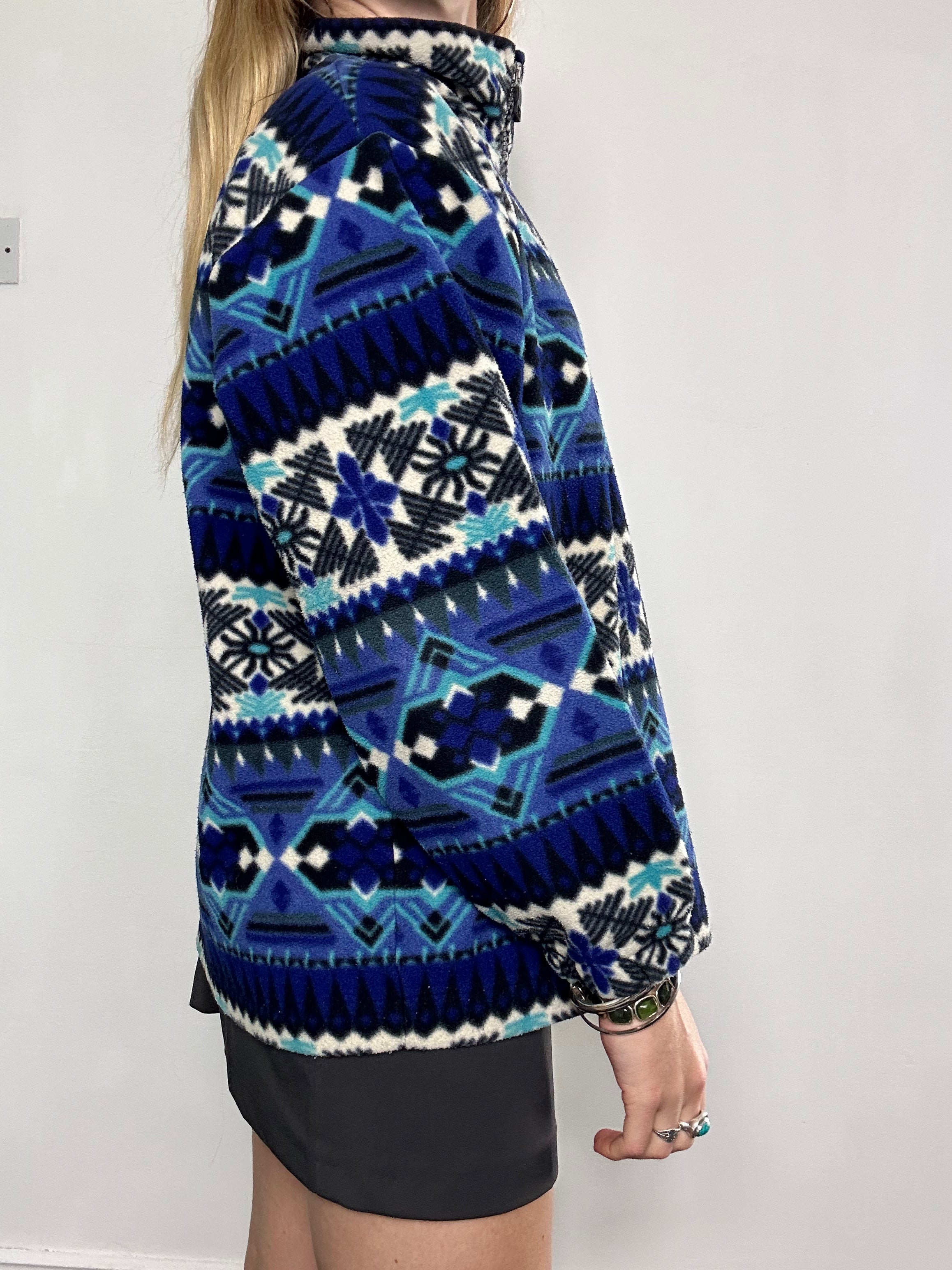 Half Zip Aztec Blue Fleece Size S