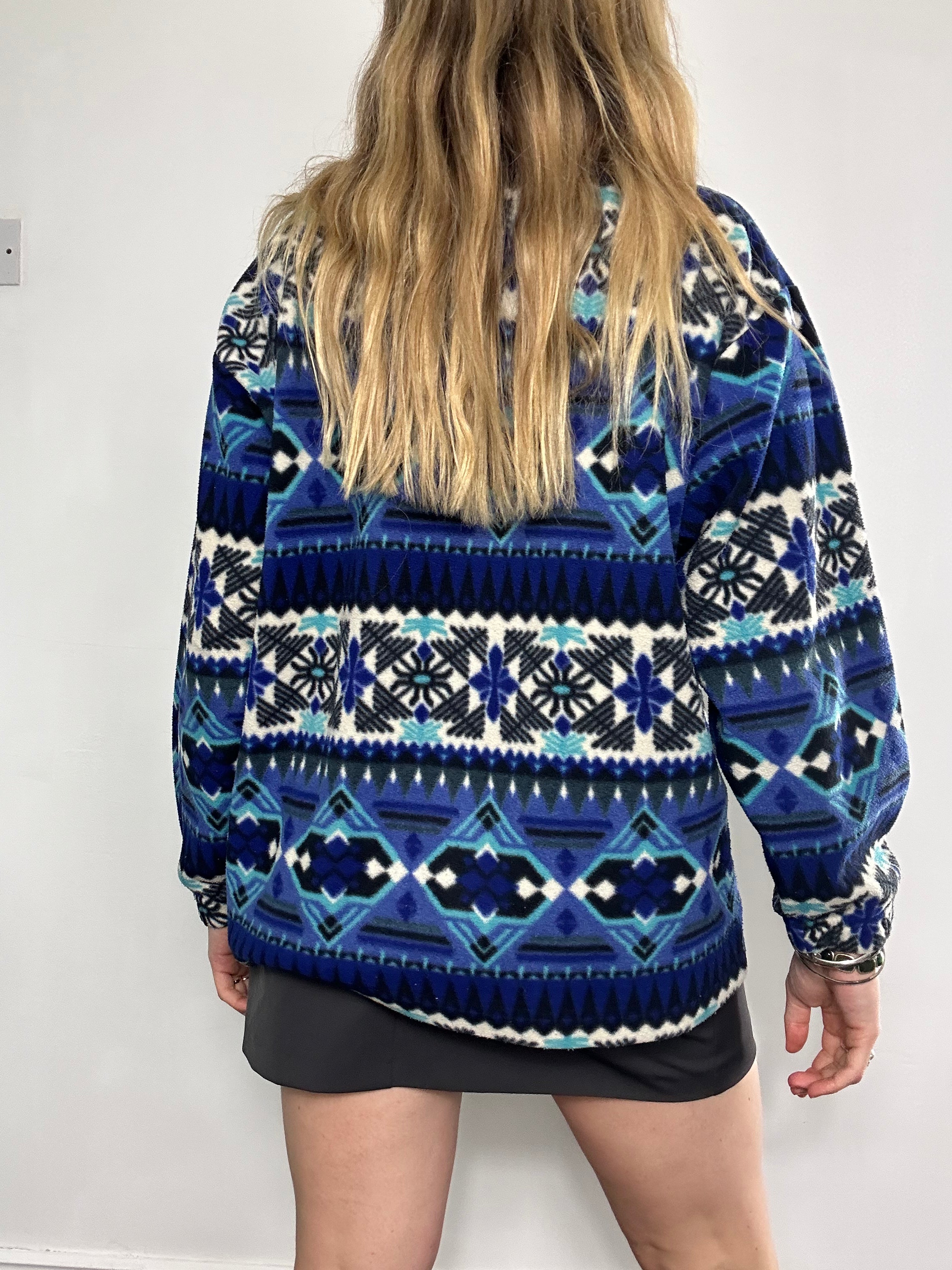 Half Zip Aztec Blue Fleece Size S