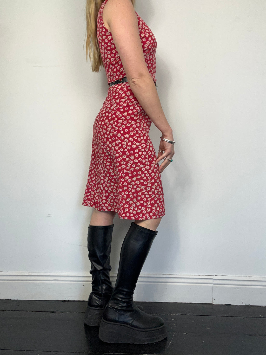 Red 90's Tea Dress size 8