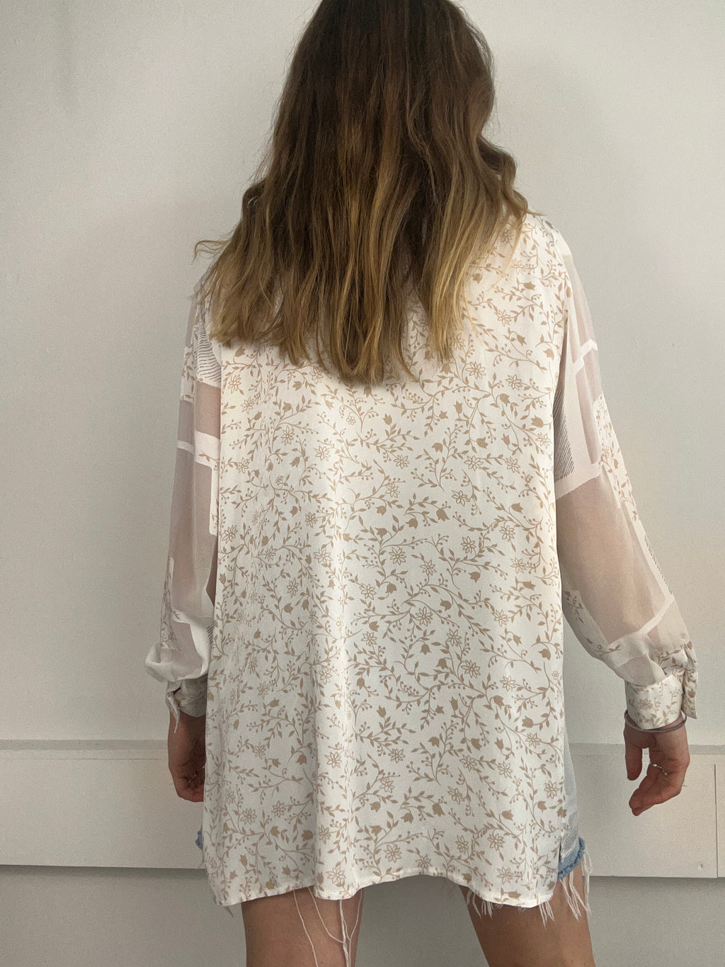 White Patchwork Shirt Size 14