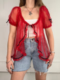 Red Ruffle Cover Up Size L