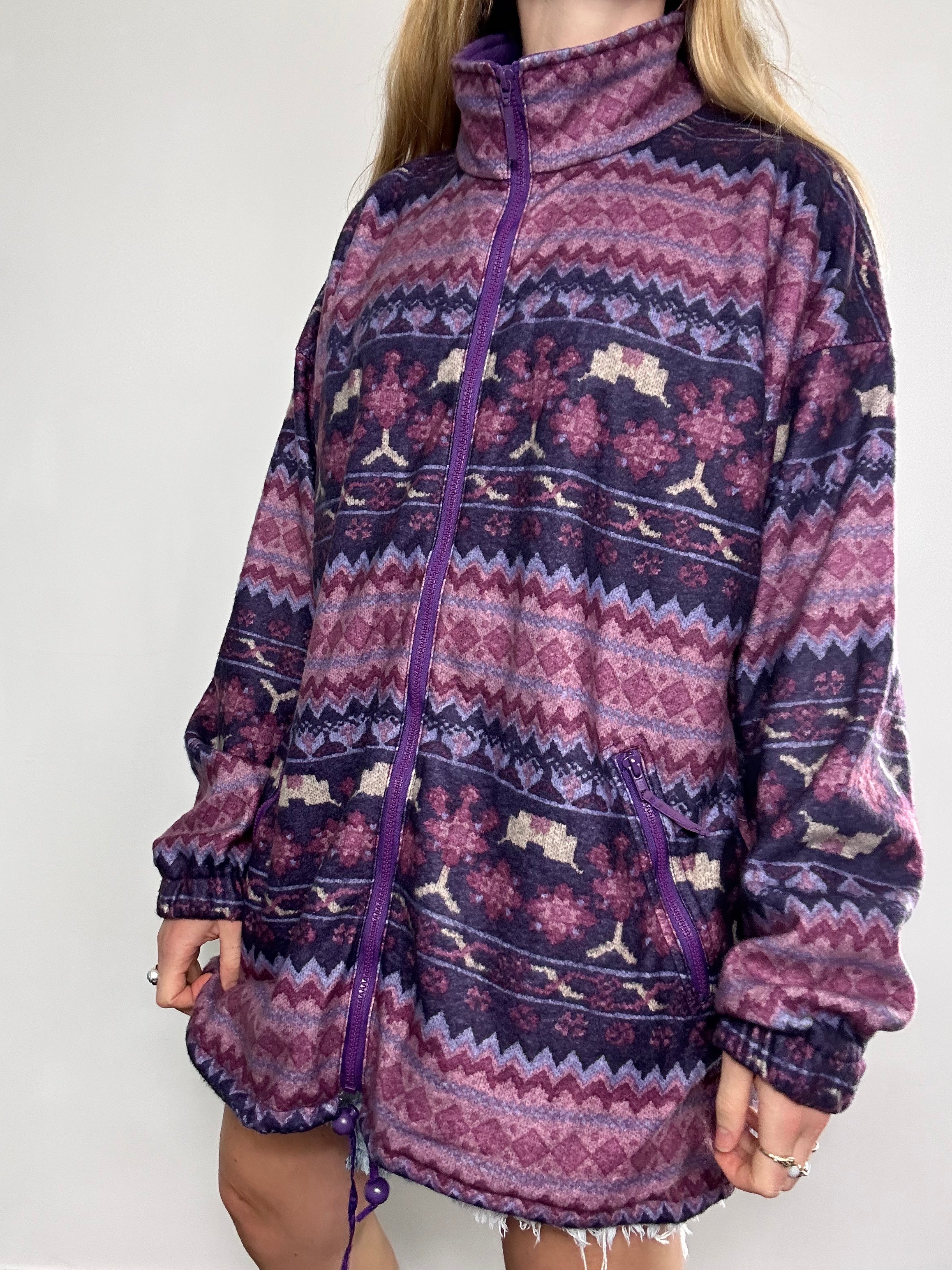 Purple aztec 80's Fleece Size L
