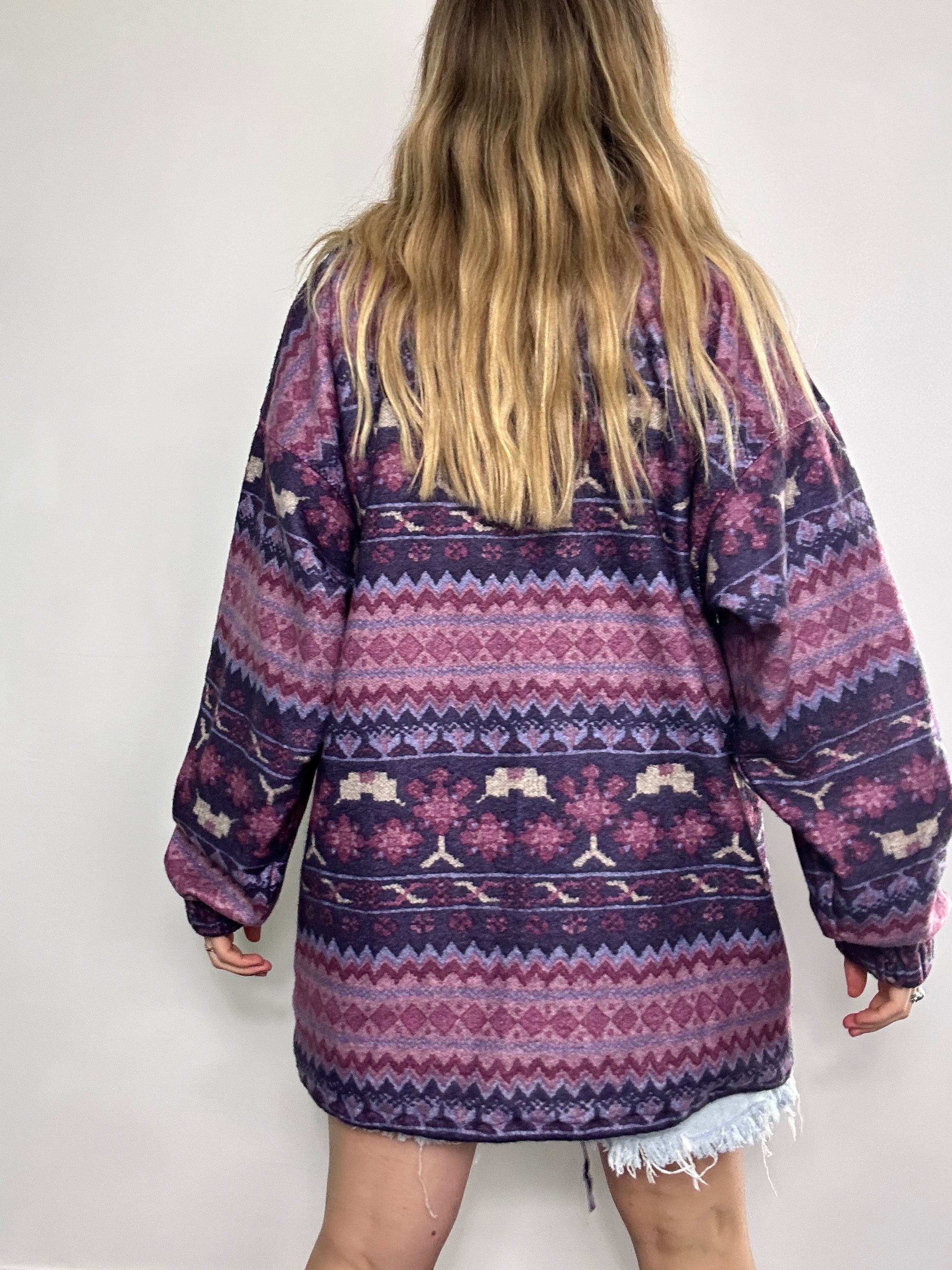 Purple aztec 80's Fleece Size L