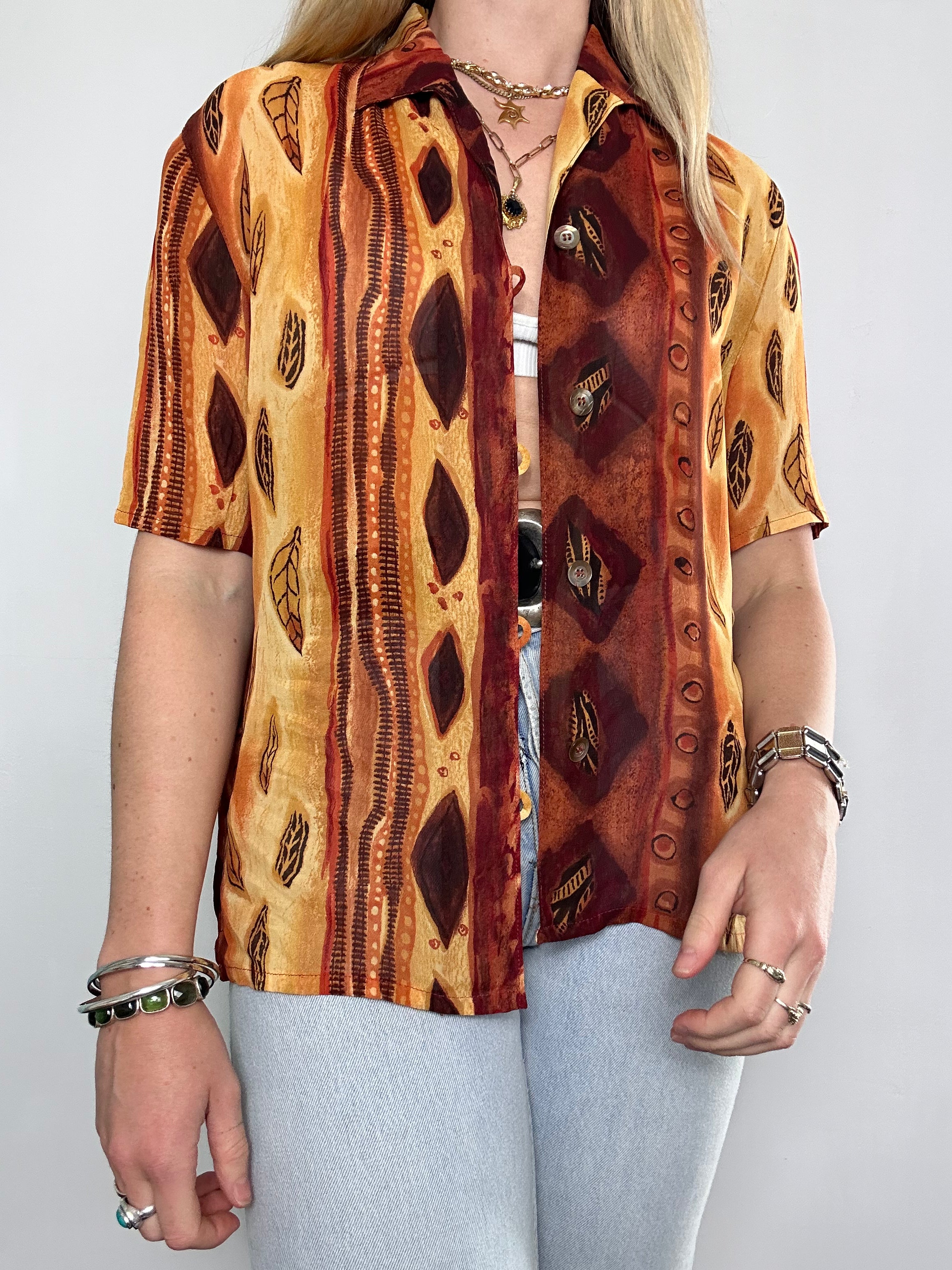 Chiffon Orange 90's Shirt Size 12